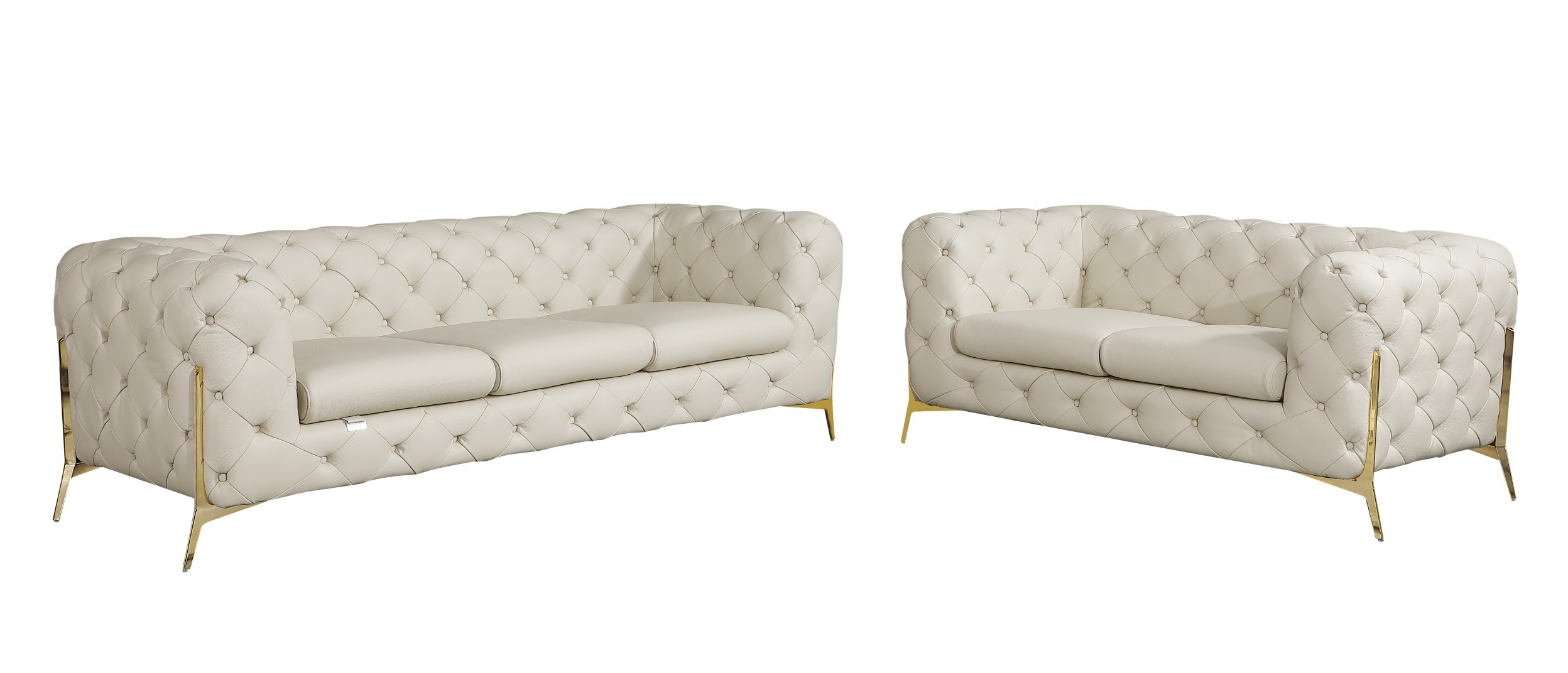 GUF 970 Sofa with Loveseat - Beige, Genuine Italian Leather