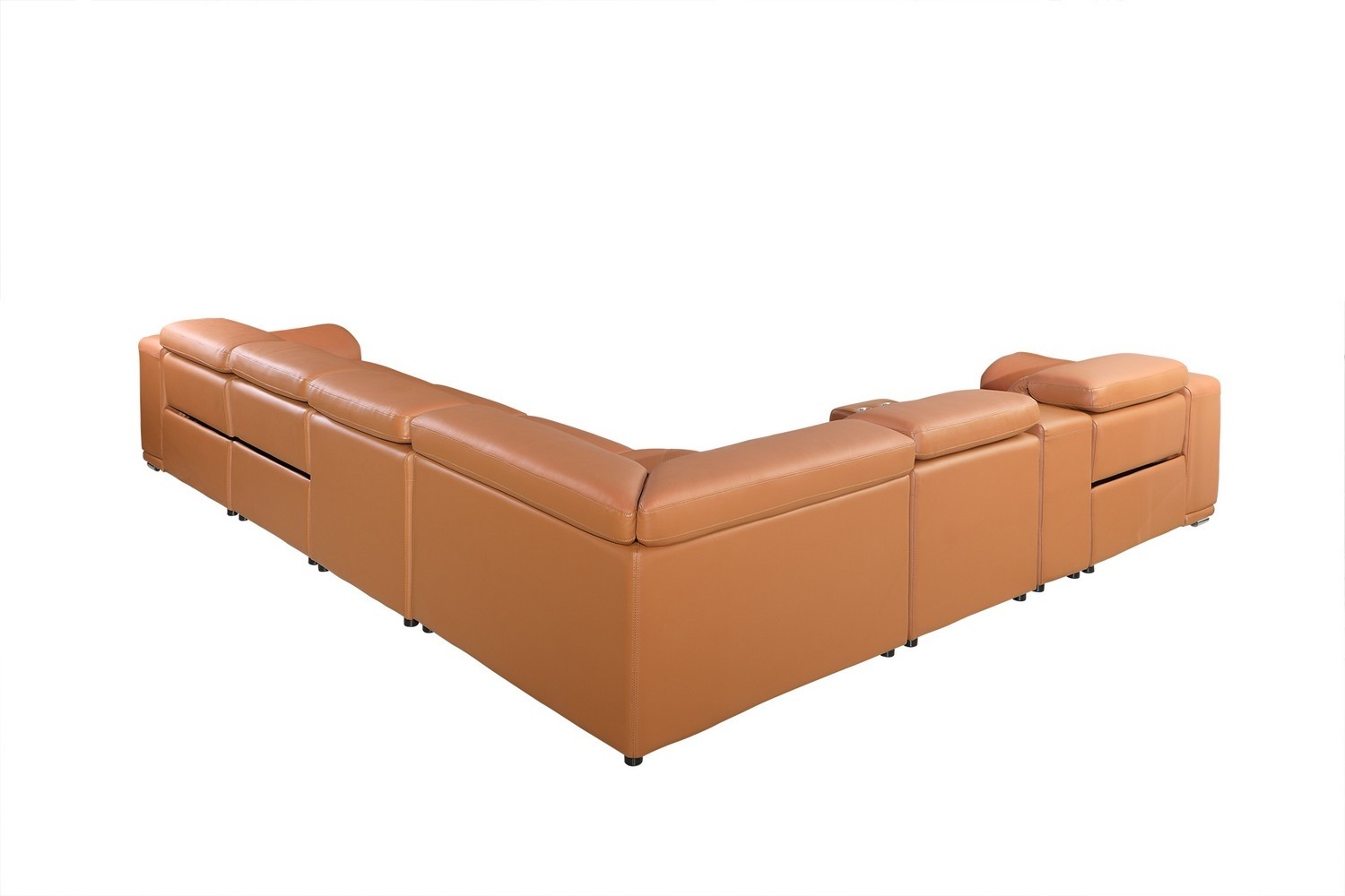 GUF 9762 3 Power Reclining 8pc Sectional with 2 Consoles - Camel, Genuine Italian Leather