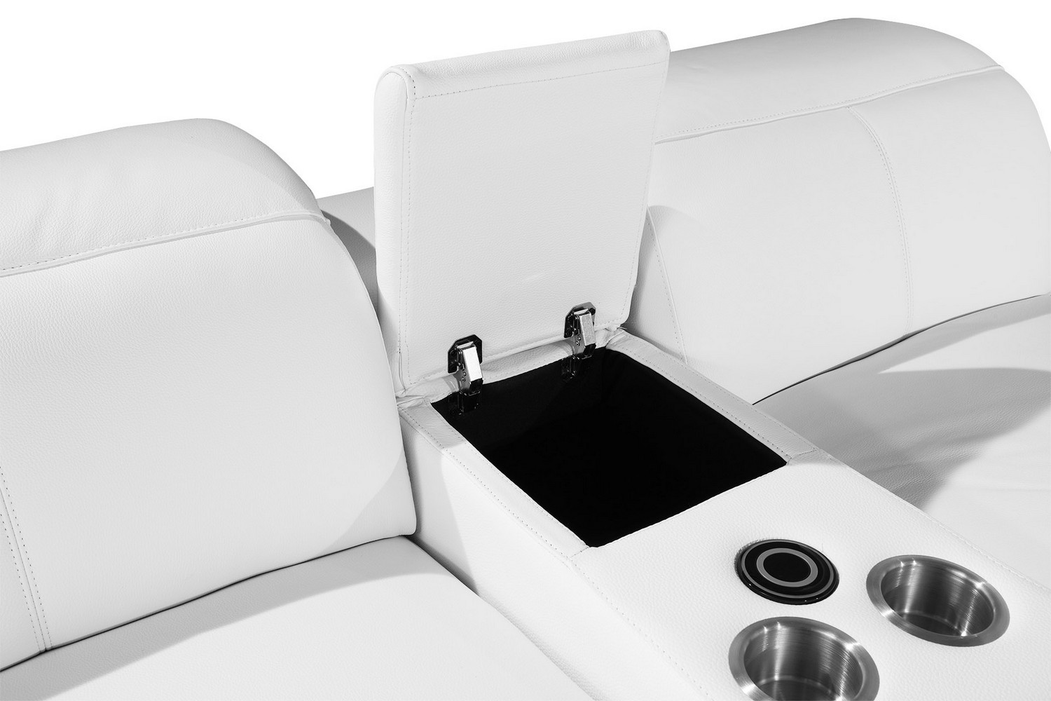 GUF 9762 3 Power Reclining 6pc Sectional with 1 Console - White, Genuine Italian Leather