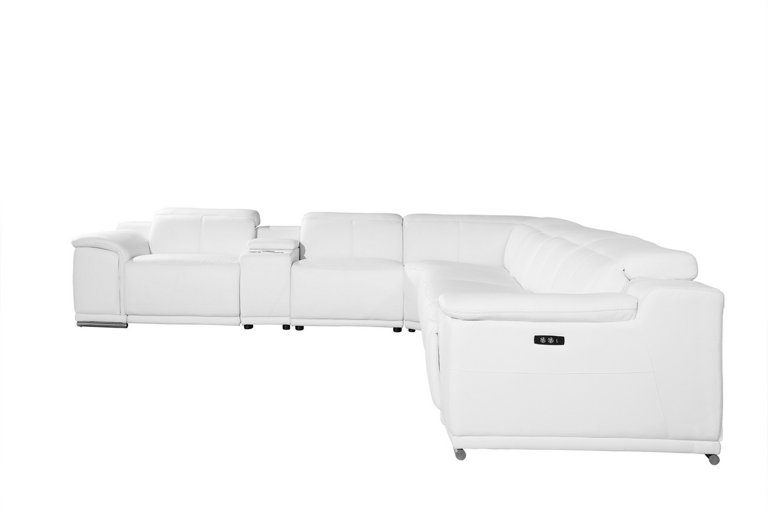 GUF 9762 4 Power Reclining 7pc Sectional with 1 Console - White, Genuine Italian Leather