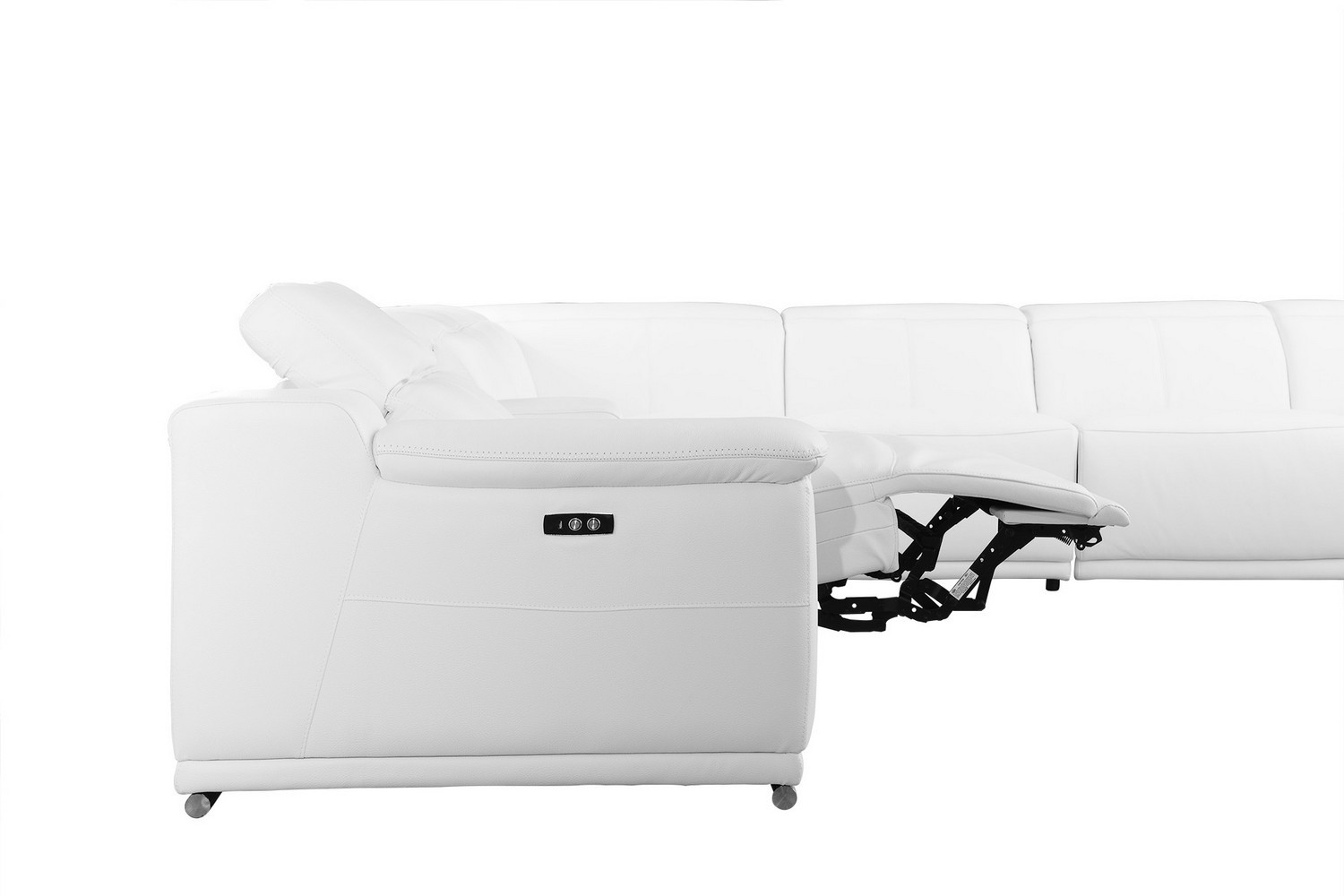 GUF 9762 3 Power Reclining 6pc Sectional with 1 Console - White, Genuine Italian Leather
