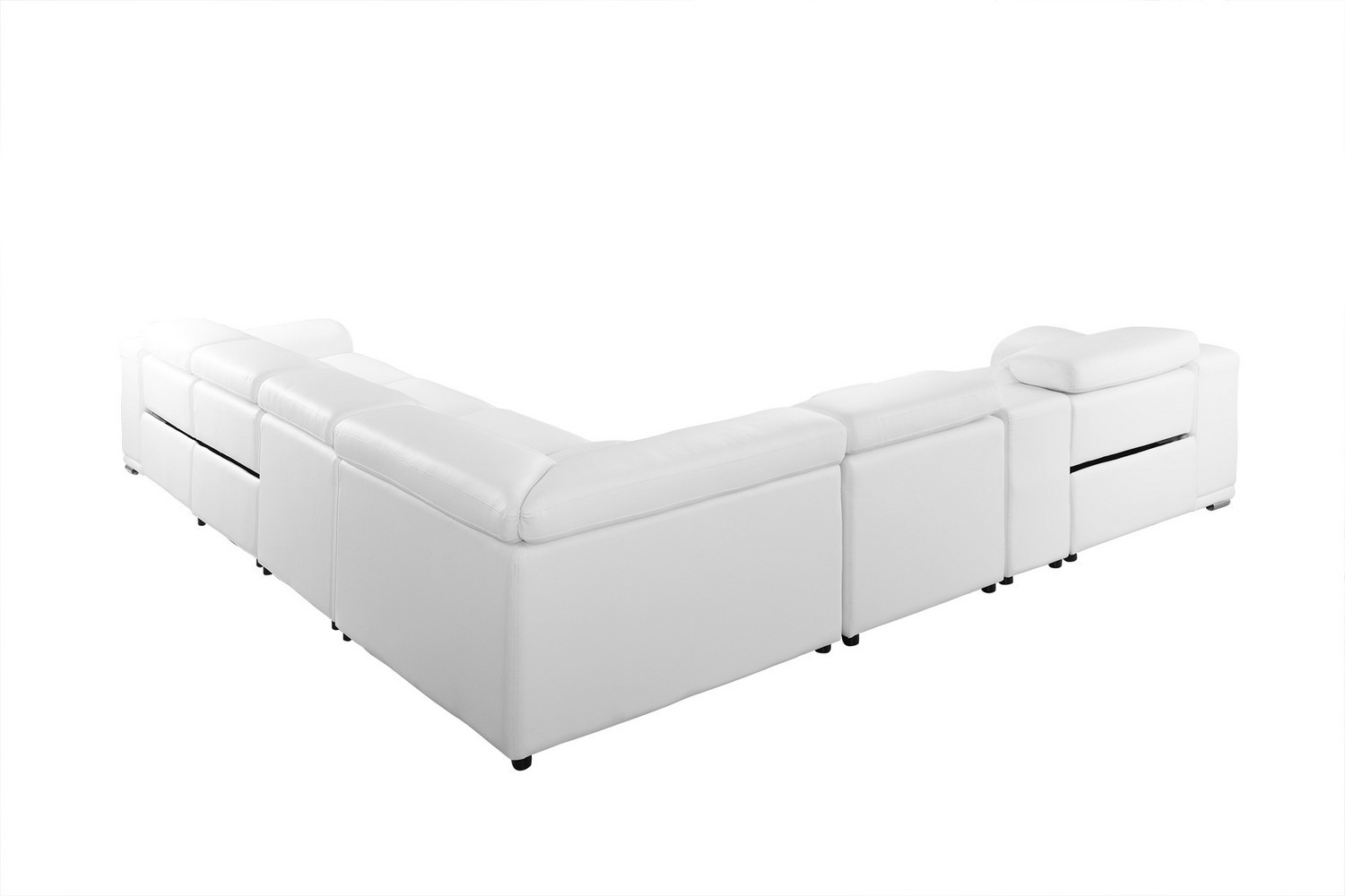GUF 9762 3 Power Reclining 6pc Sectional with 1 Console - White, Genuine Italian Leather