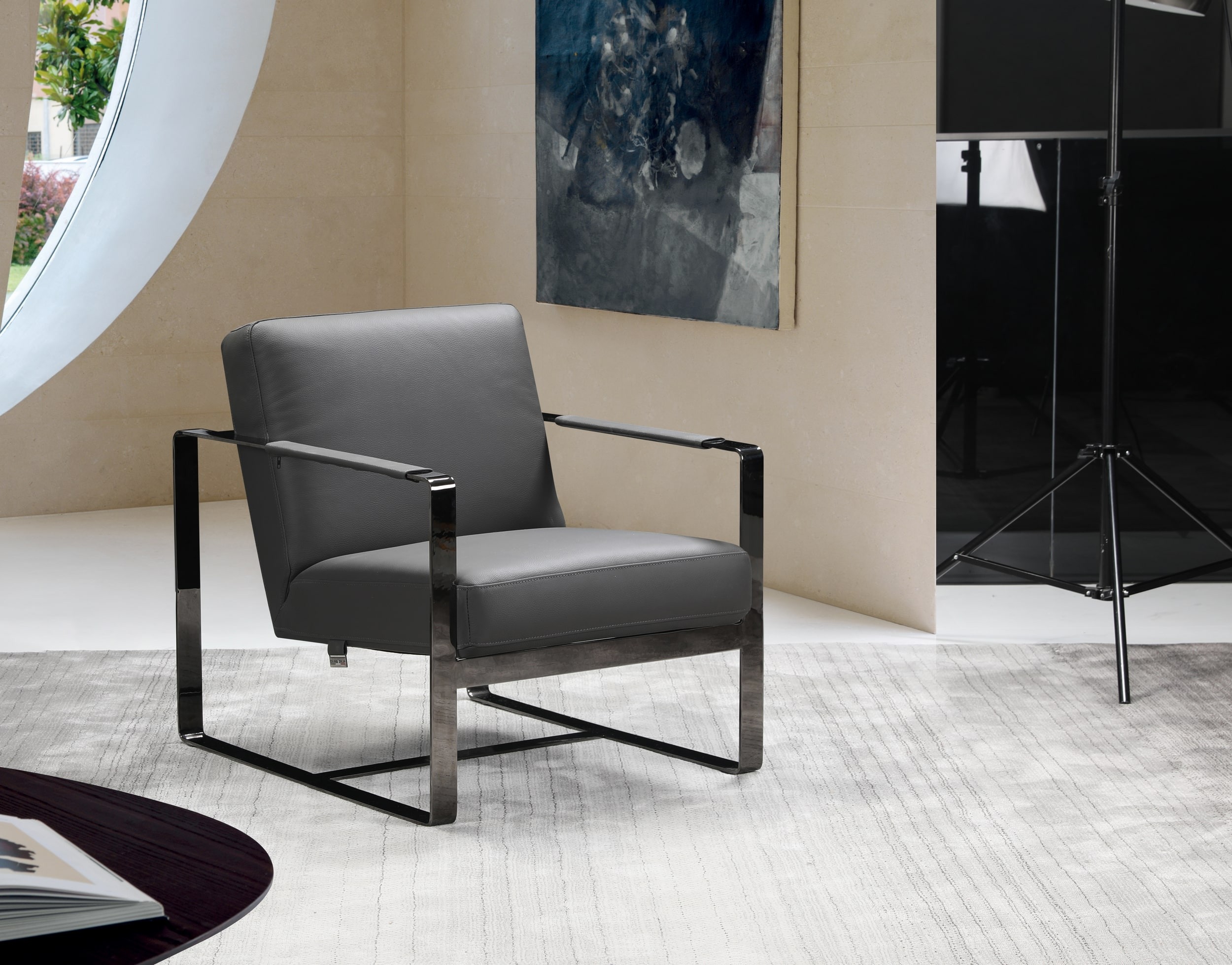 GUF C67 Accent Chair - Dark Gray, Genuine Leather