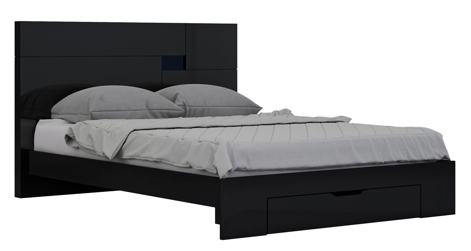 GUF Aria Queen Size Bedroom Set - Black, 4 Pieces