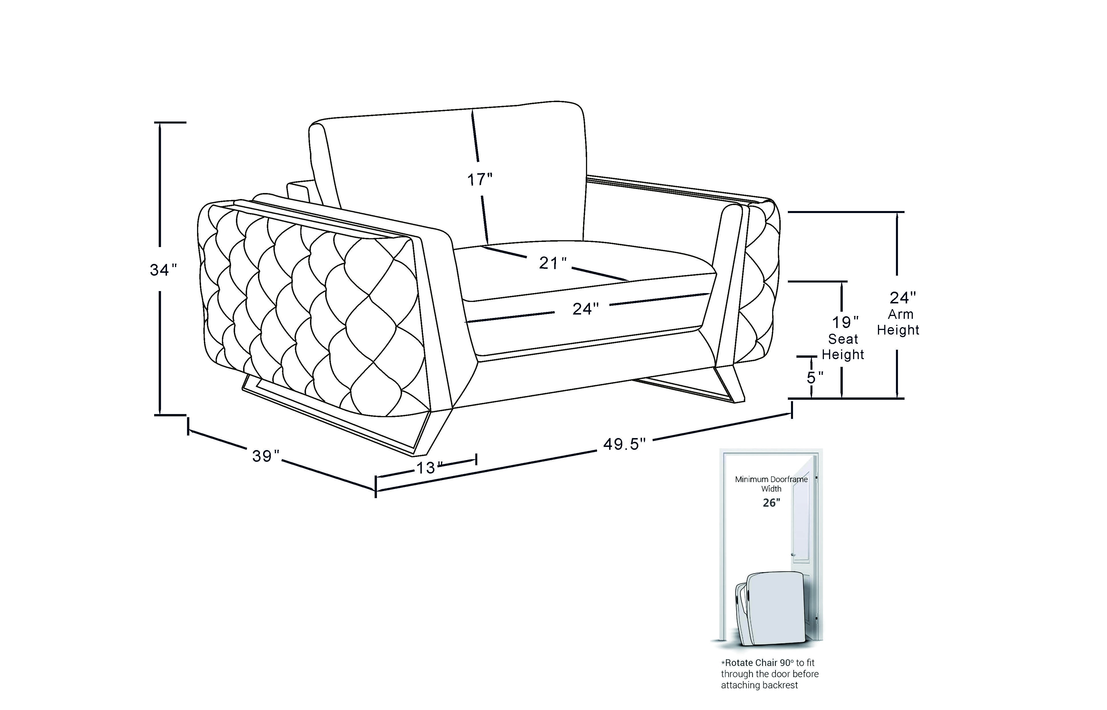 GUF 1050 3pc Living Room Set - White, Genuine Italian Leather