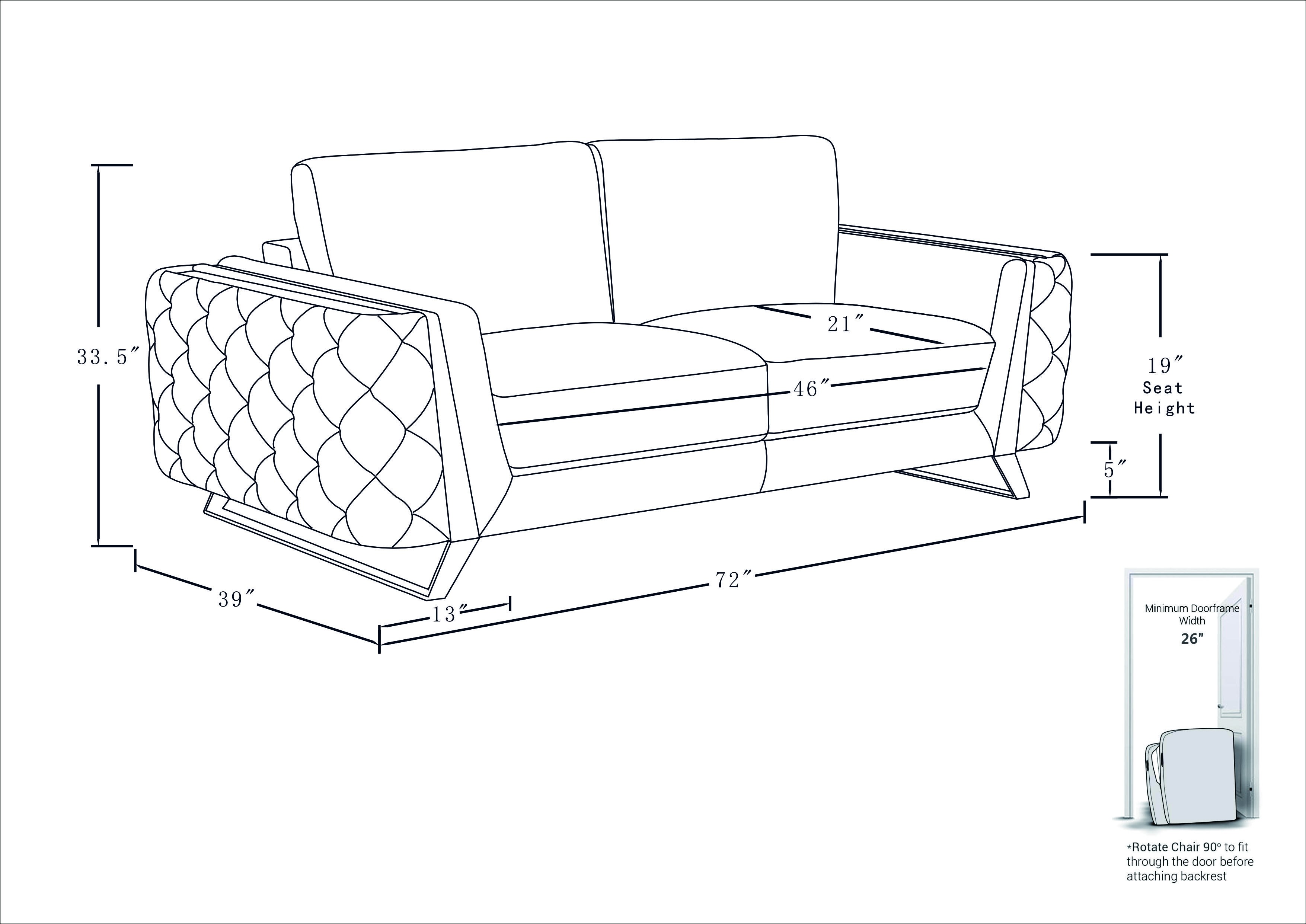 GUF 1050 Loveseat - Dark Gray, Genuine Italian Leather