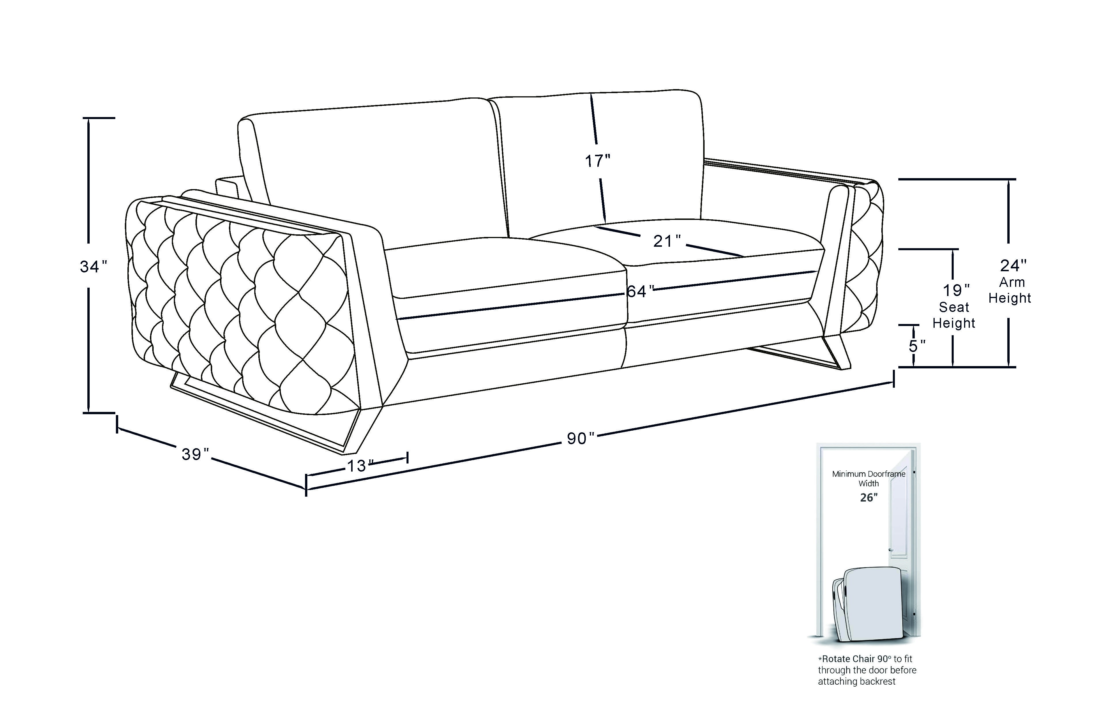 GUF 1050 3pc Living Room Set - Dark Gray, Genuine Italian Leather
