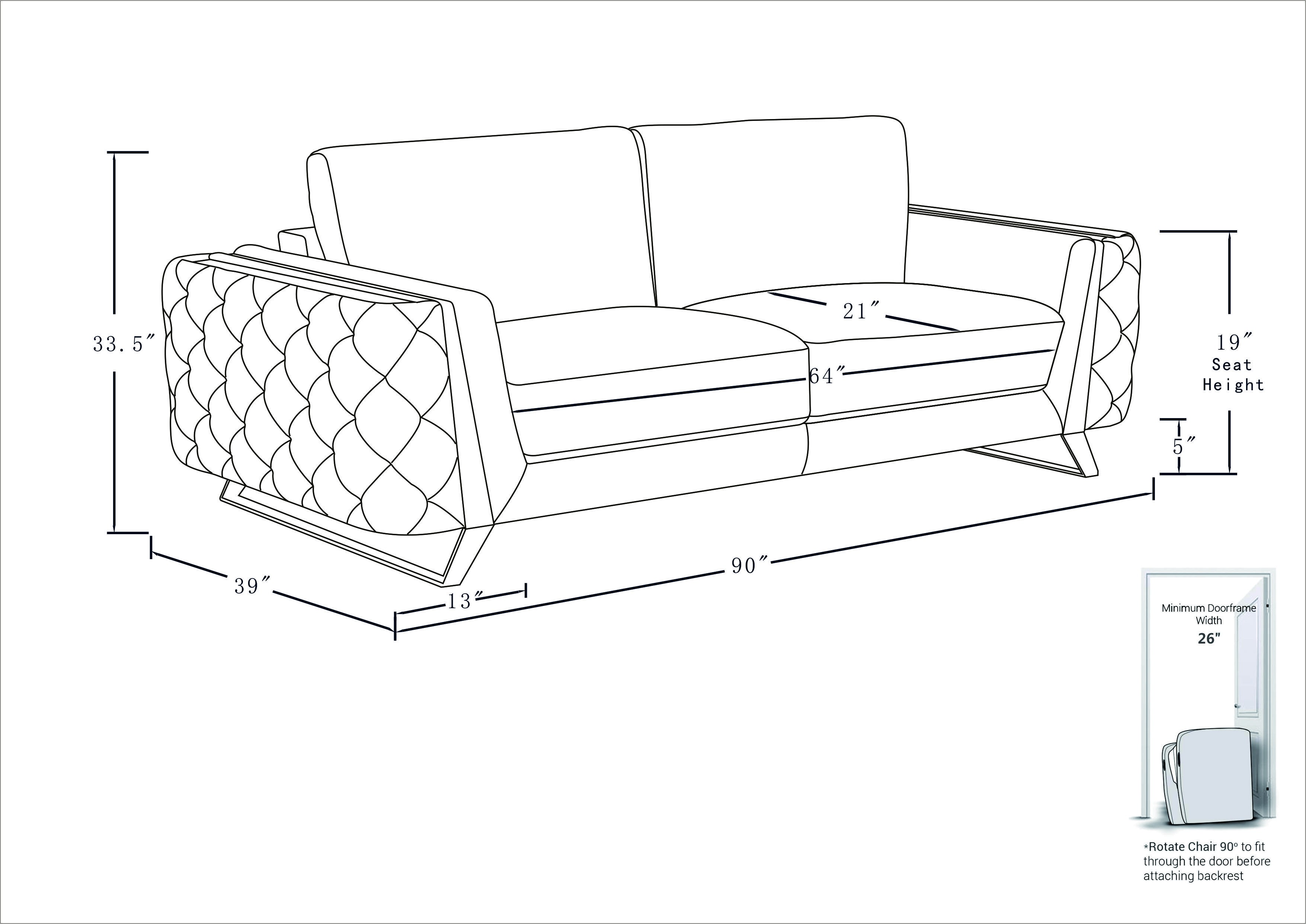 GUF 1050 2pc Living Room Set - White, Genuine Italian Leather
