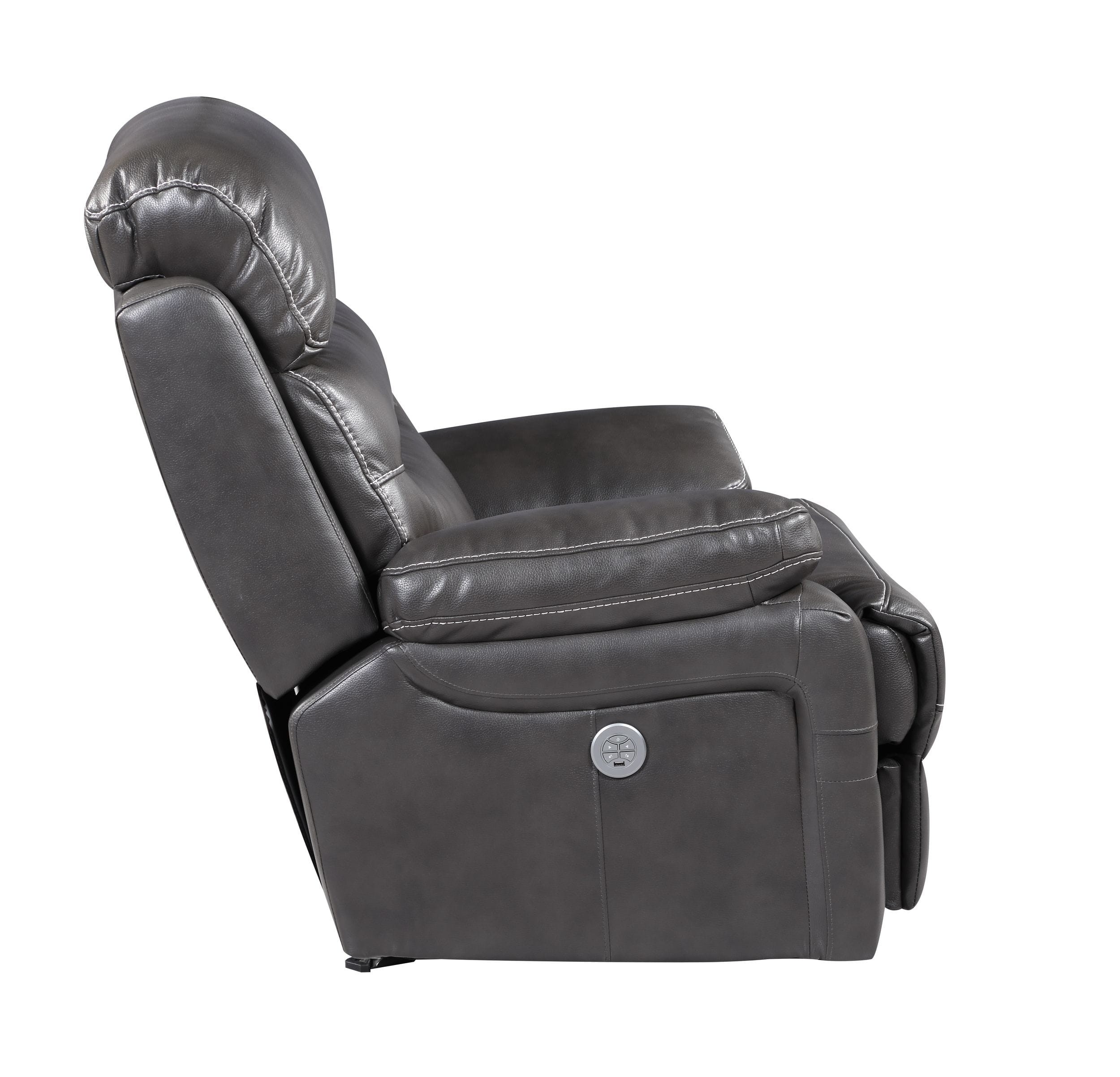 GUF 9442 Power Reclining Chair - Gray, Leather Air