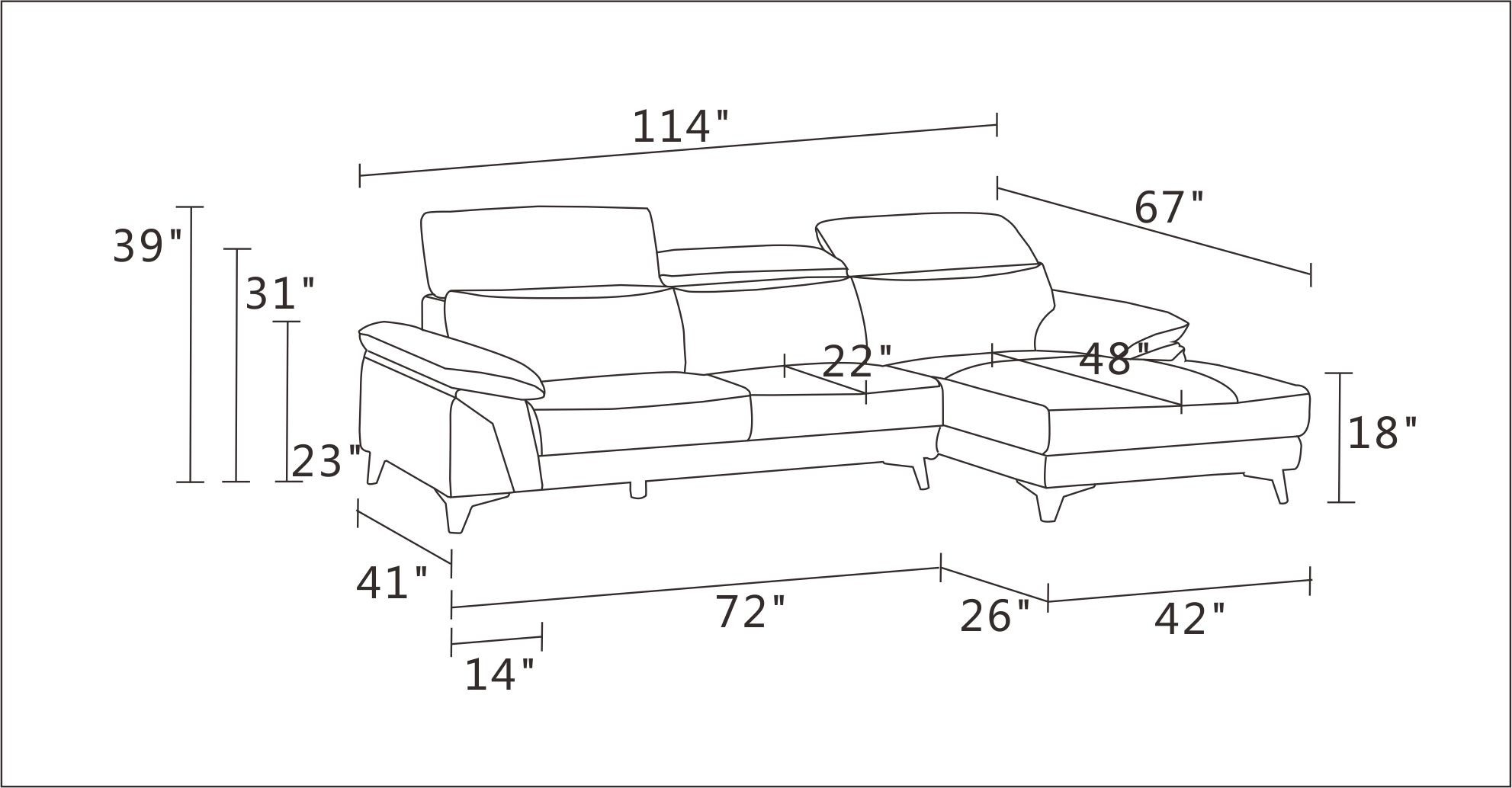 GUF 727 Sectional - White, Genuine Italian Leather