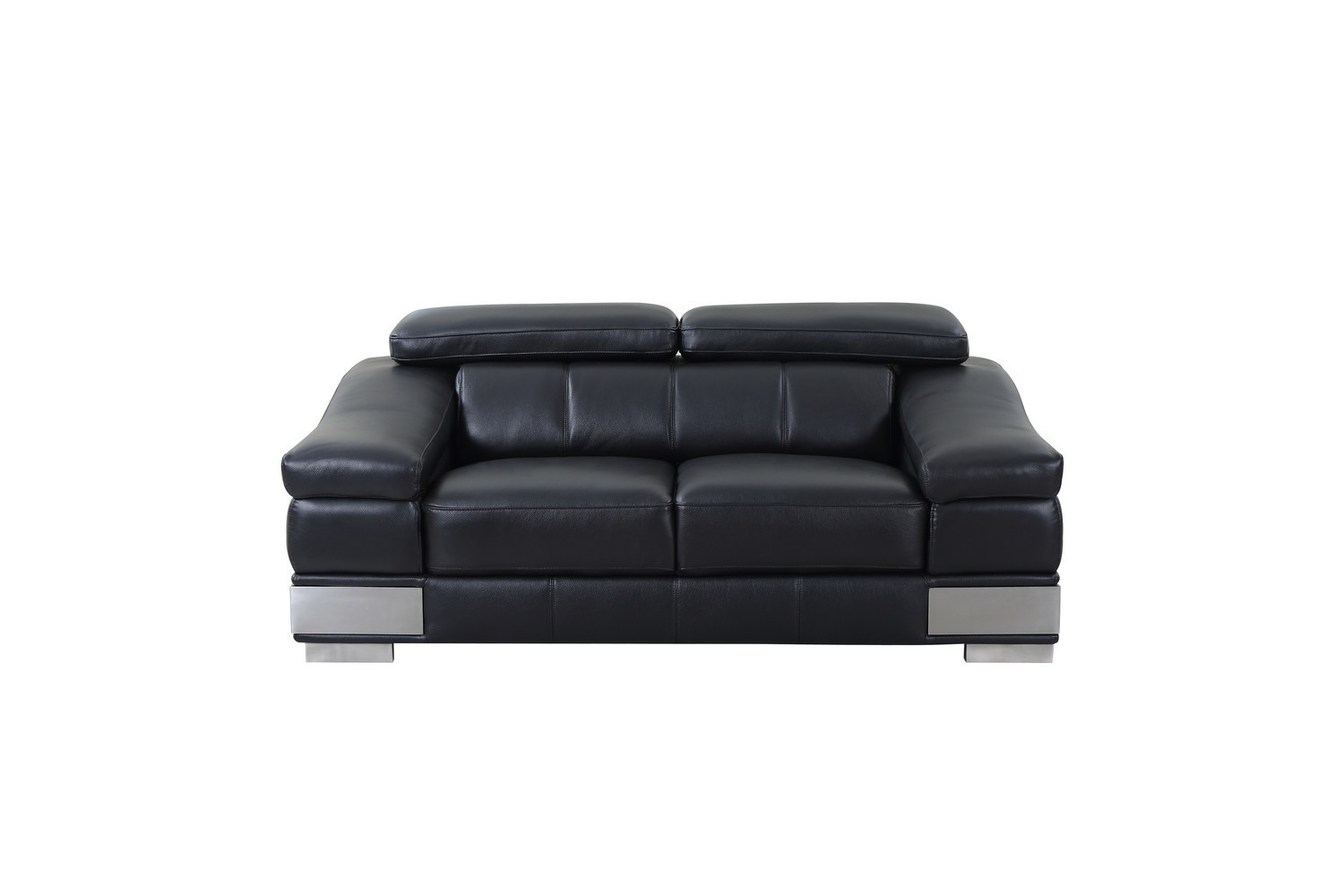 GUF 415 Sofa with Loveseat - Black, Genuine Italian Leather