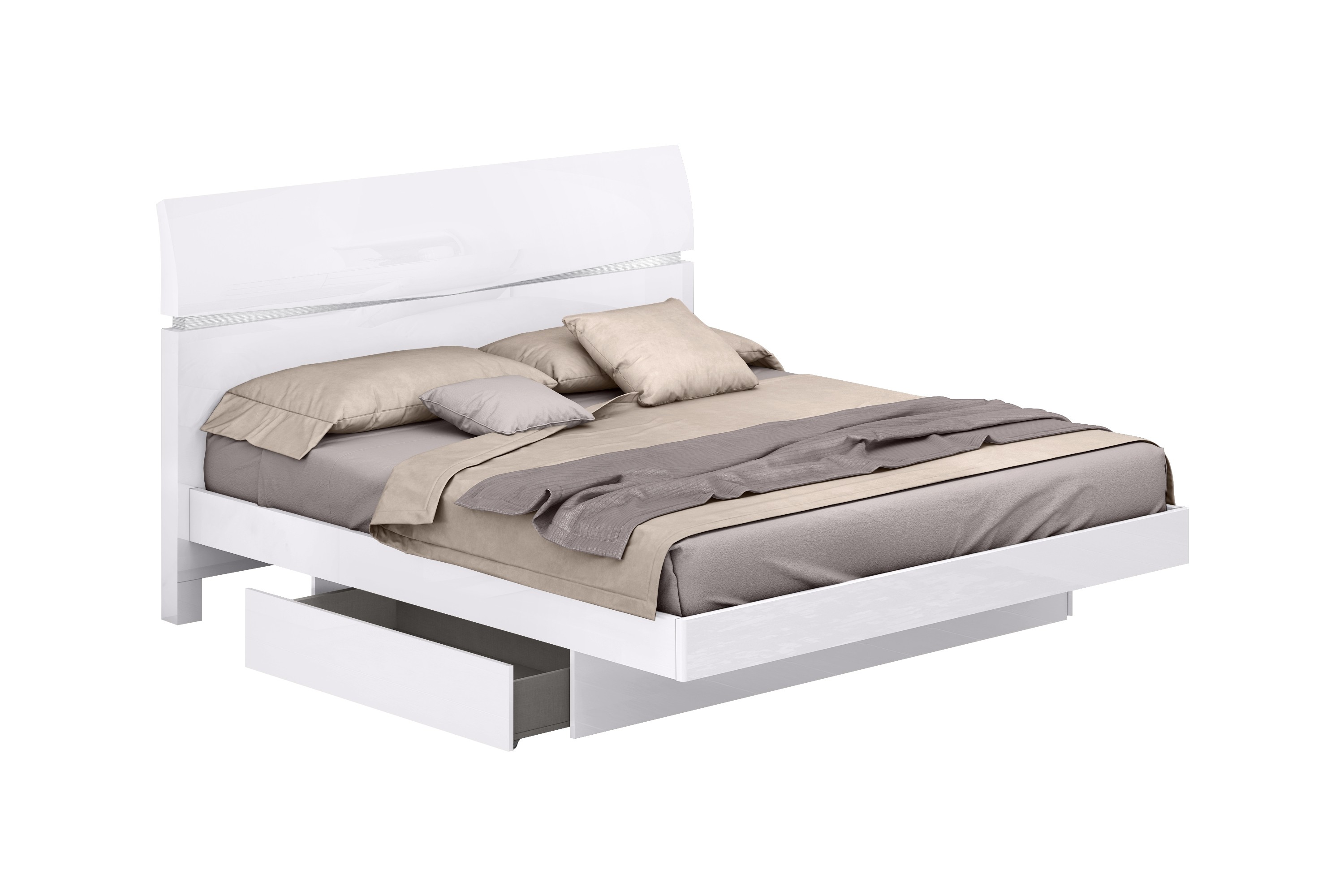 GUF Wynn Queen Size Bedroom Set - White, 4 Pieces