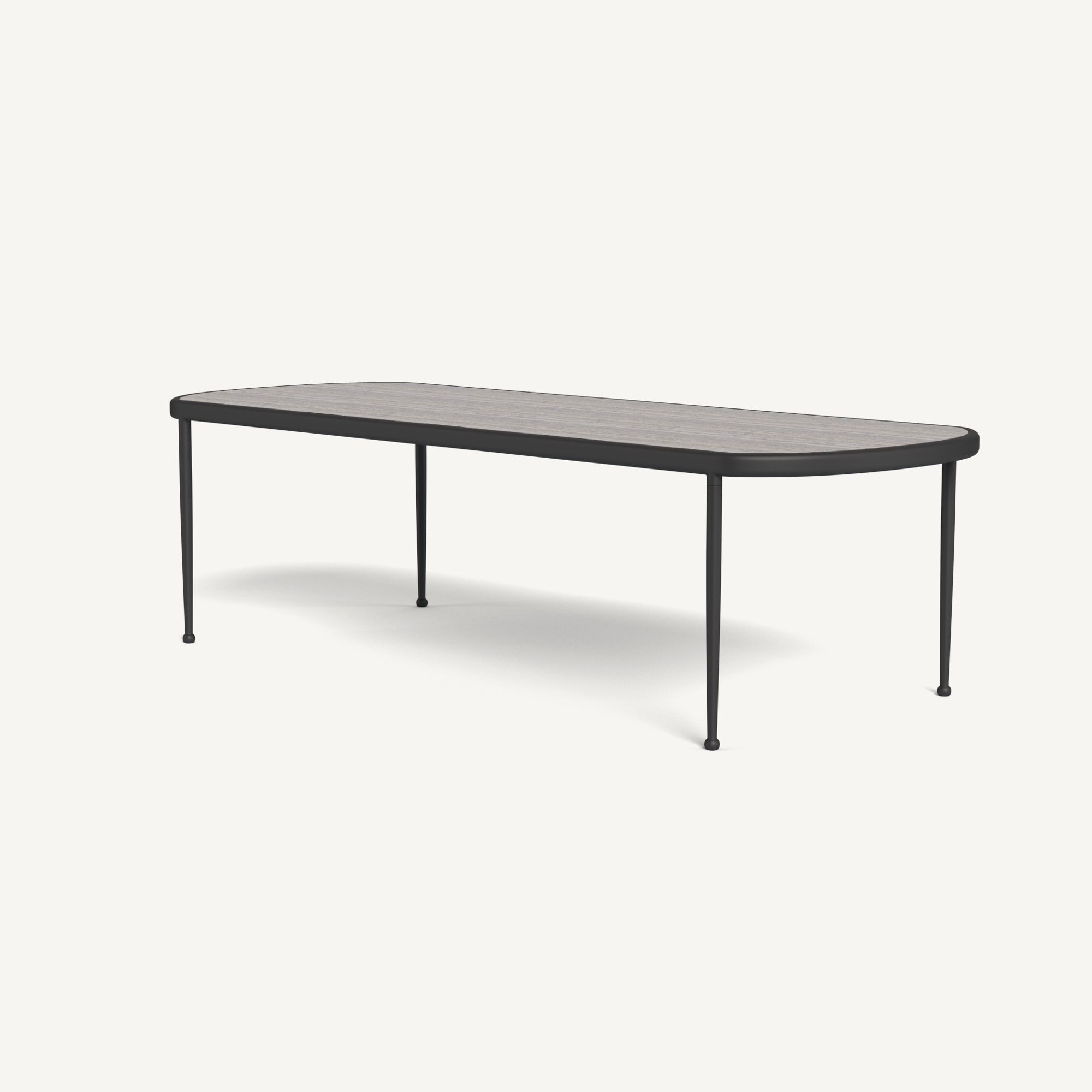 Harbour Andre Rectangle Dining Table - Aluminum Asteroid / Travertine Dark Gray