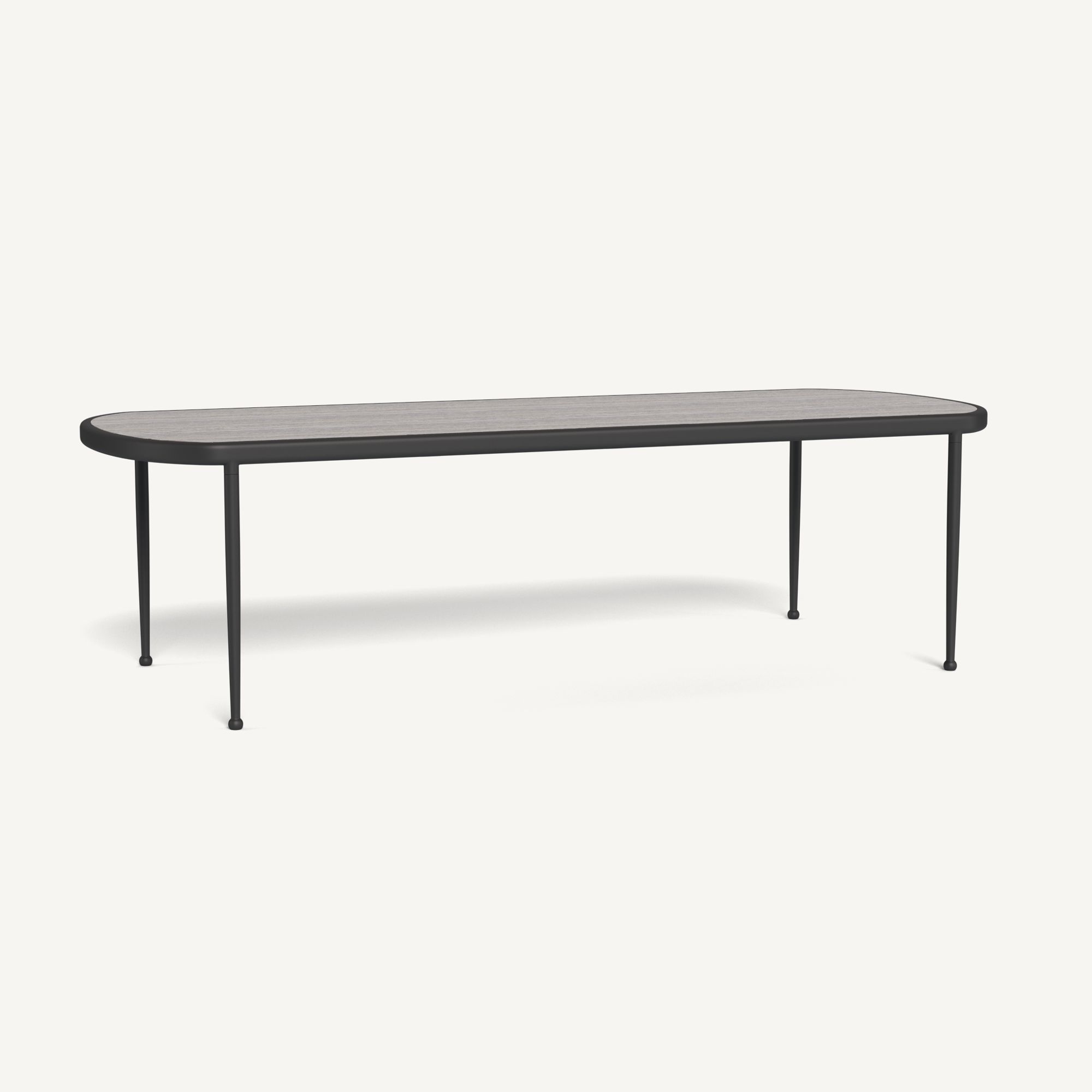 Harbour Andre Rectangle Dining Table - Aluminum Asteroid / Travertine Dark Gray