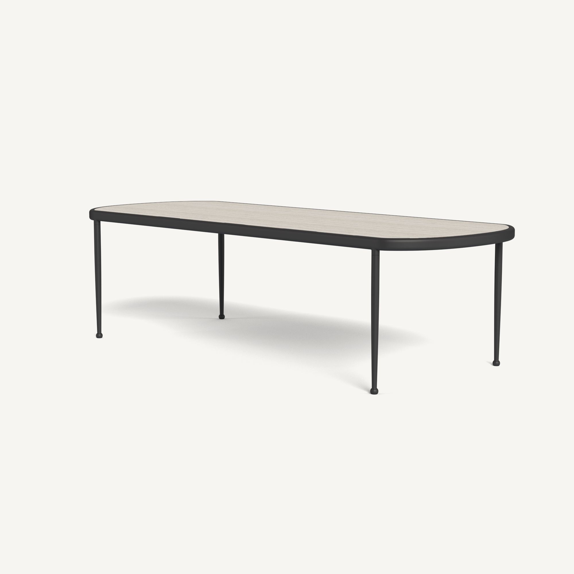 Harbour Andre Rectangle Dining Table - Aluminum Asteroid / Travertine Natural