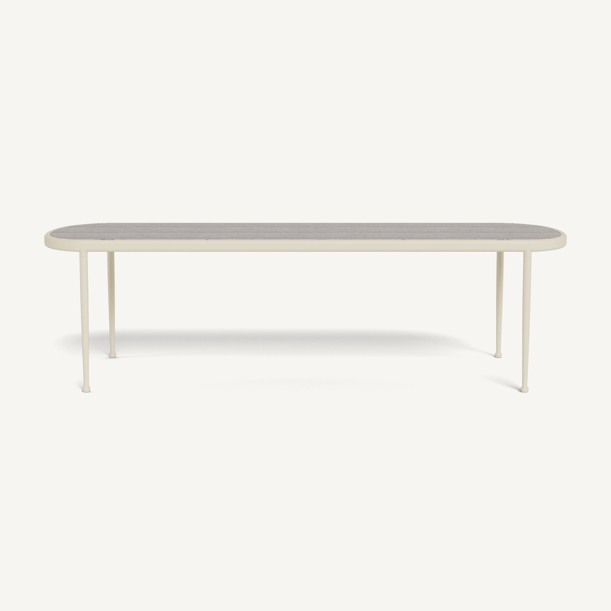 Harbour Andre Rectangle Dining Table - Aluminum Bone / Travertine Dark Gray