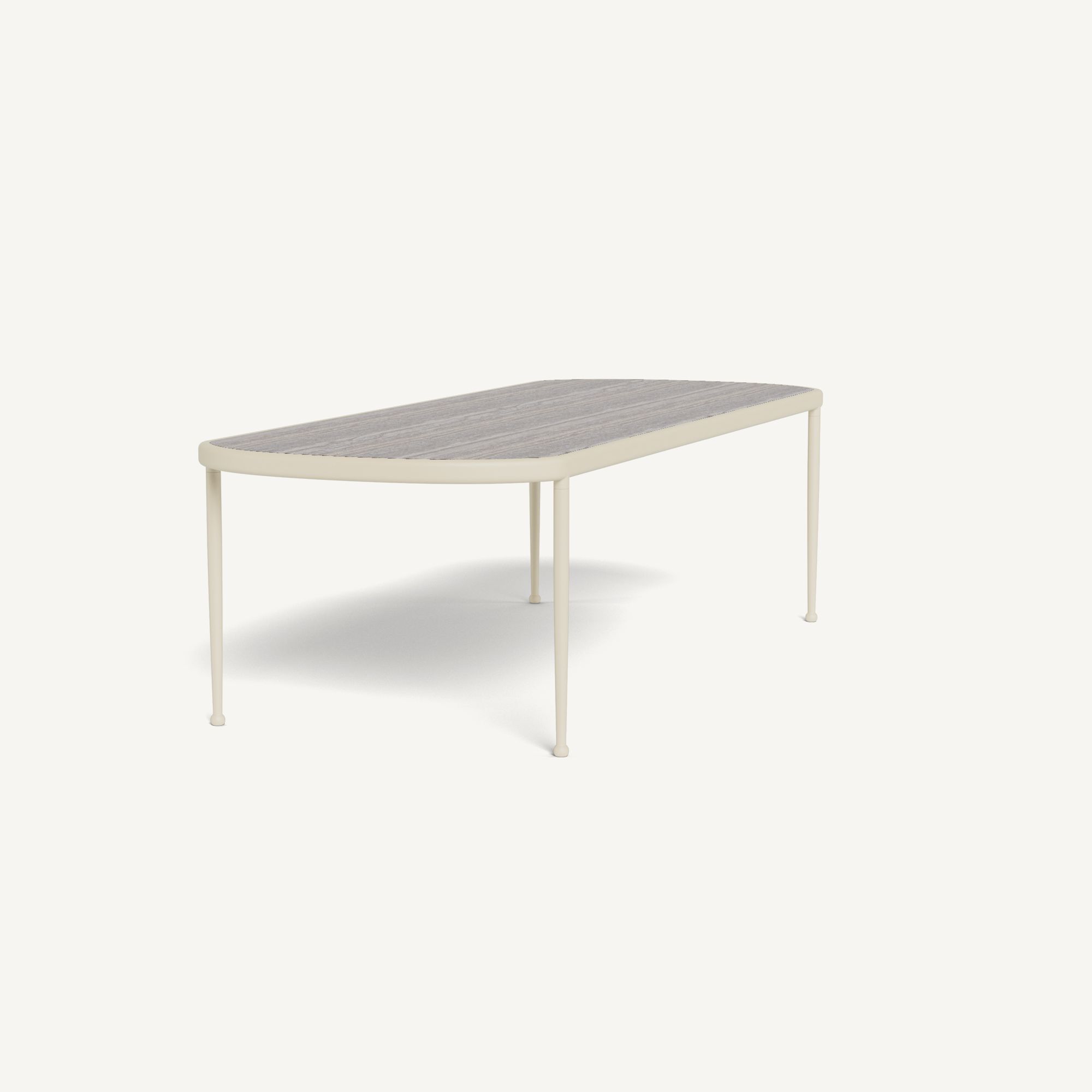 Harbour Andre Rectangle Dining Table - Aluminum Bone / Travertine Dark Gray