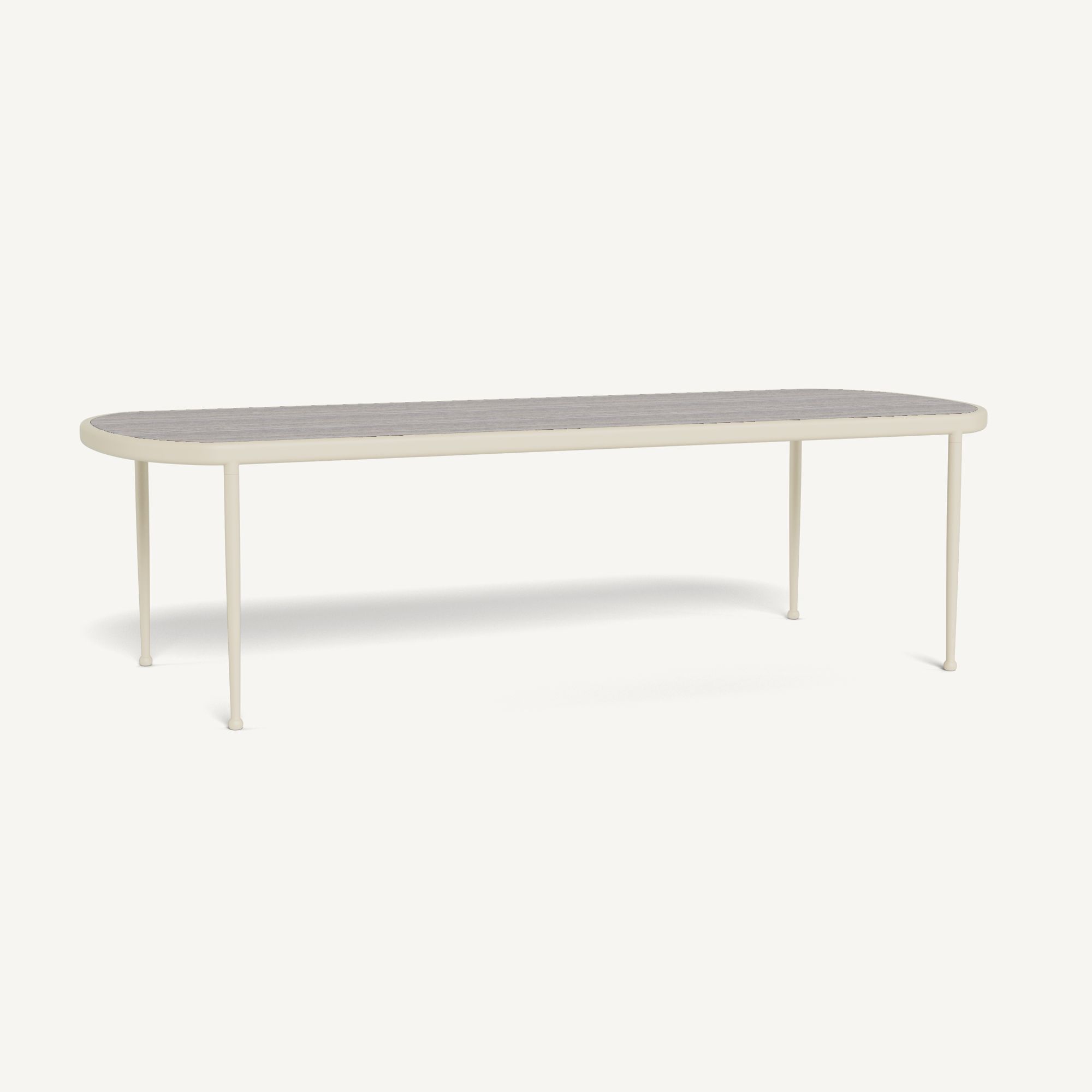 Harbour Andre Rectangle Dining Table - Aluminum Bone / Travertine Dark Gray