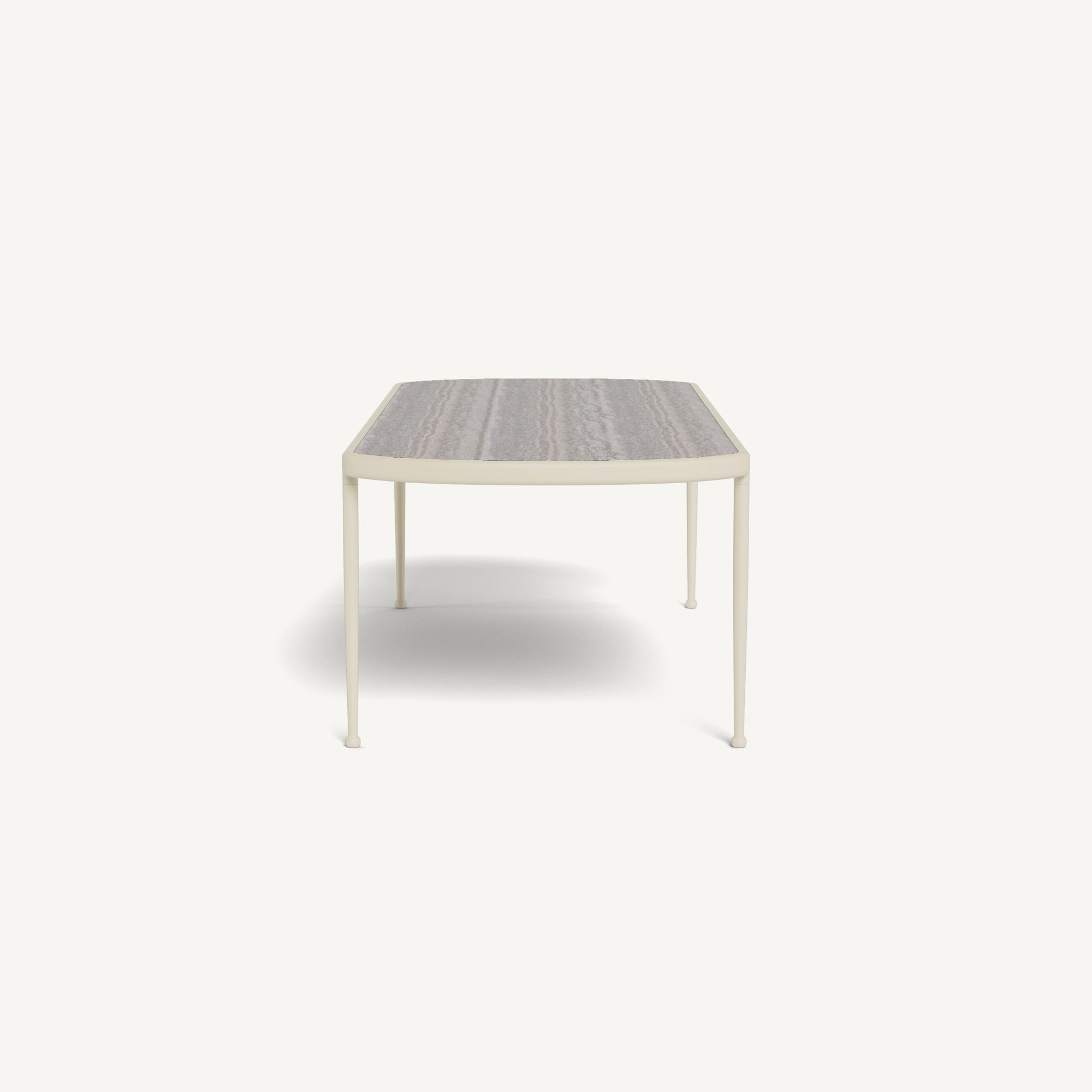 Harbour Andre Rectangle Dining Table - Aluminum Bone / Travertine Dark Gray