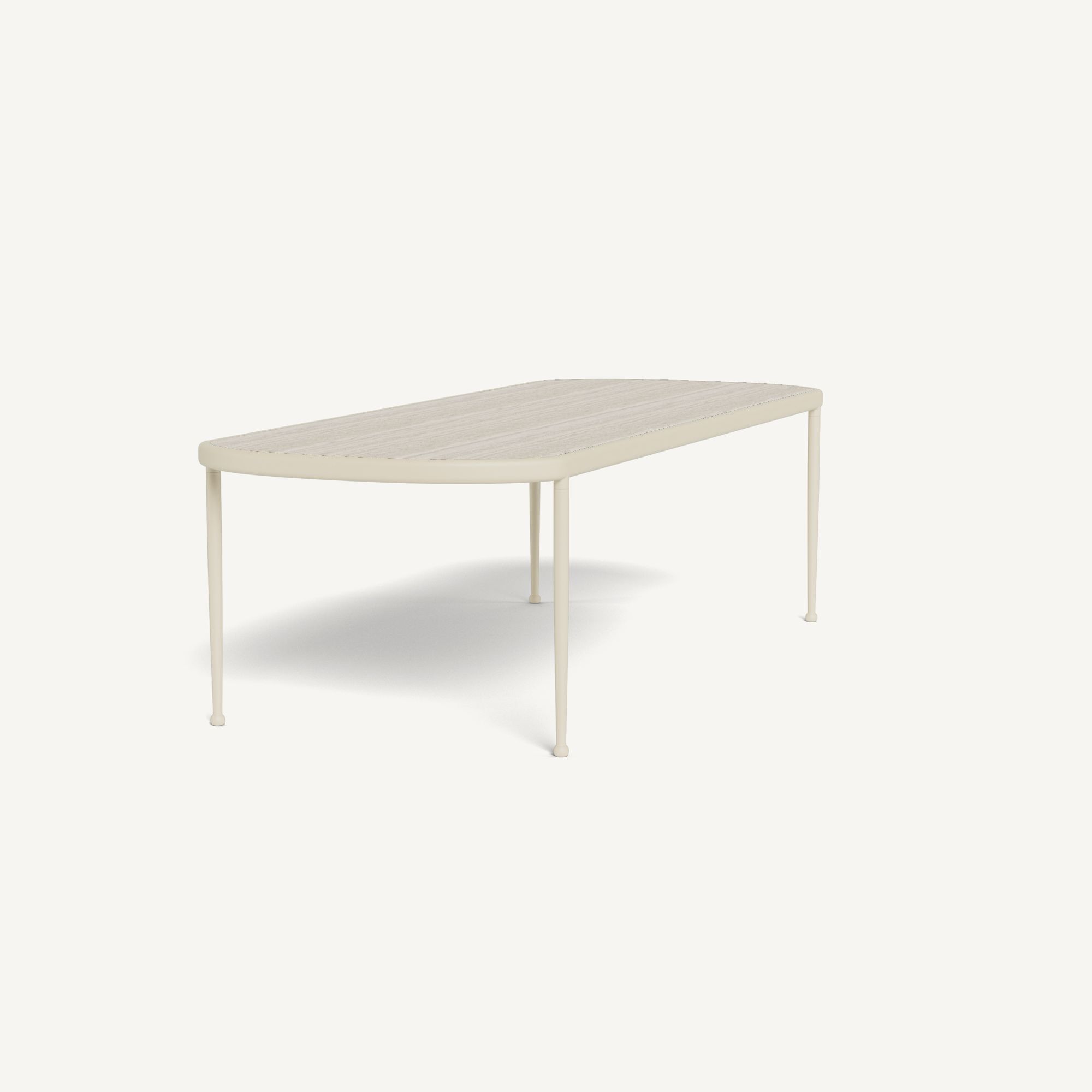 Harbour Andre Rectangle Dining Table - Aluminum Bone / Travertine Natural