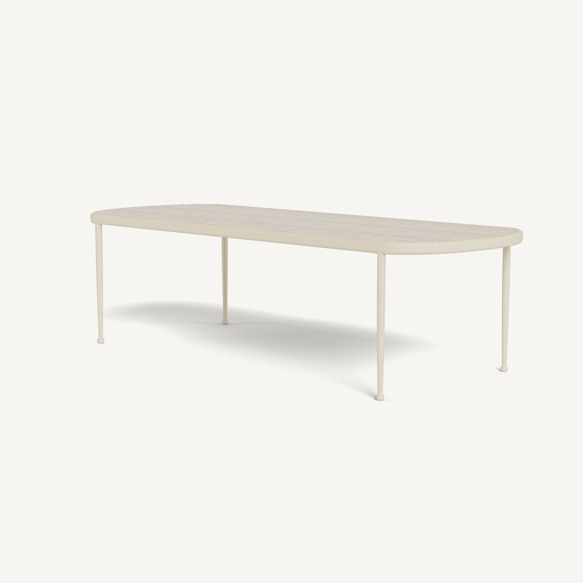 Harbour Andre Rectangle Dining Table - Aluminum Bone / Travertine Natural