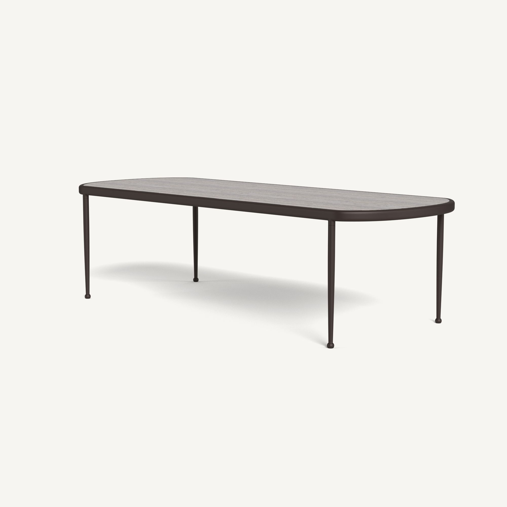 Harbour Andre Rectangle Dining Table - Aluminum Bronze / Travertine Dark Gray