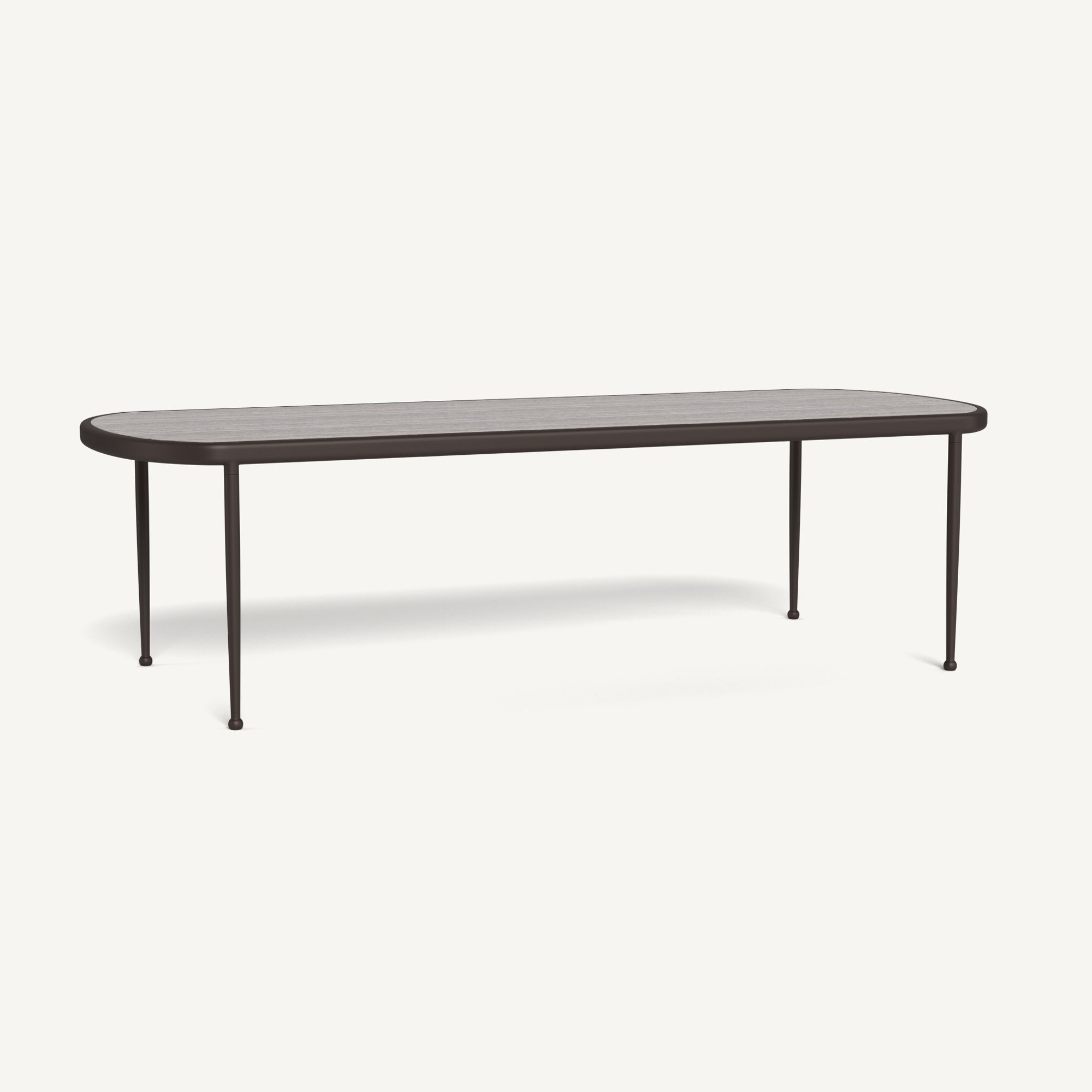 Harbour Andre Rectangle Dining Table - Aluminum Bronze / Travertine Dark Gray
