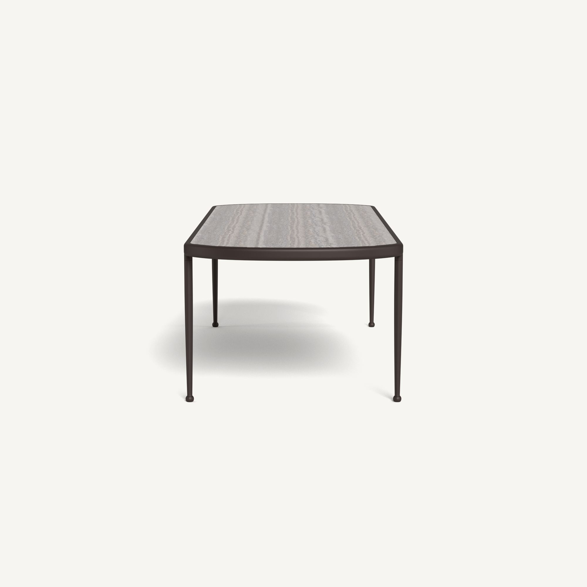 Harbour Andre Rectangle Dining Table - Aluminum Bronze / Travertine Dark Gray