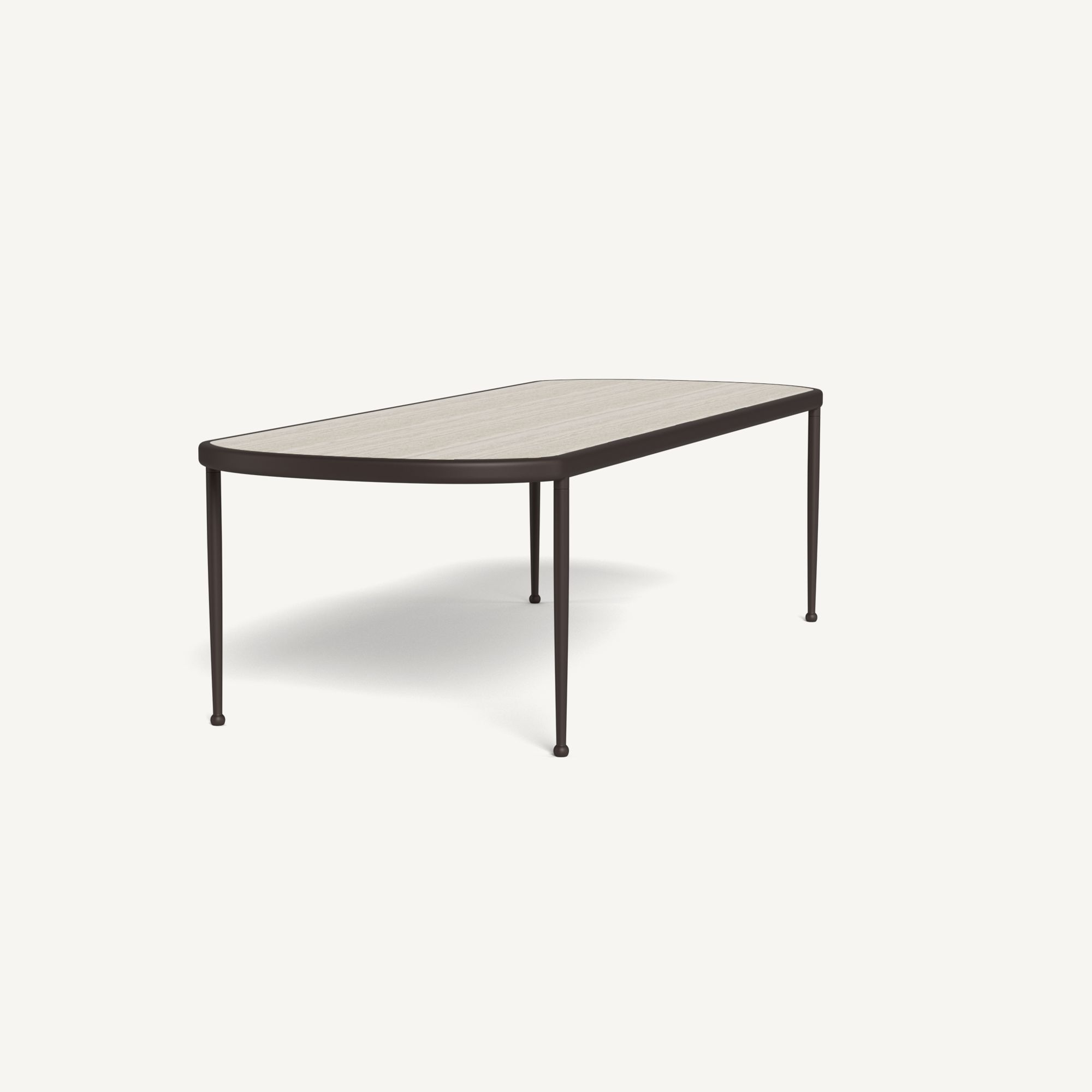 Harbour Andre Rectangle Dining Table - Aluminum Bronze / Travertine Natural