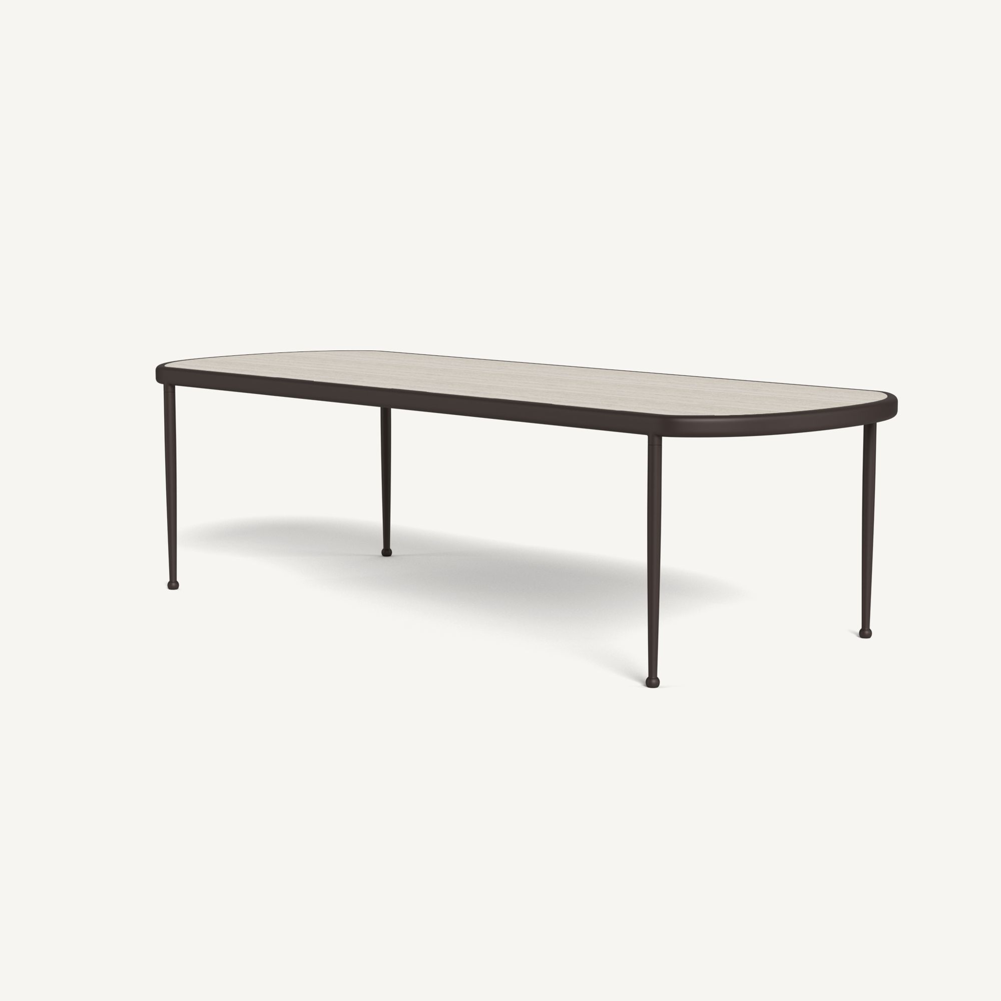 Harbour Andre Rectangle Dining Table - Aluminum Bronze / Travertine Natural