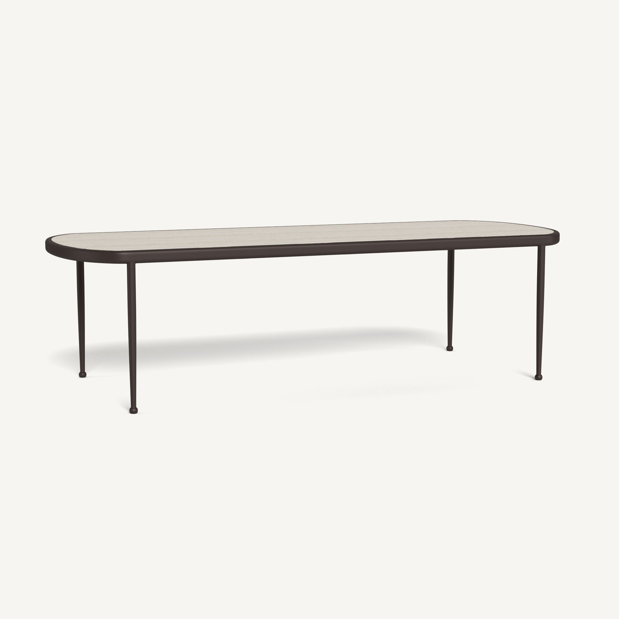 Harbour Andre Rectangle Dining Table - Aluminum Bronze / Travertine Natural