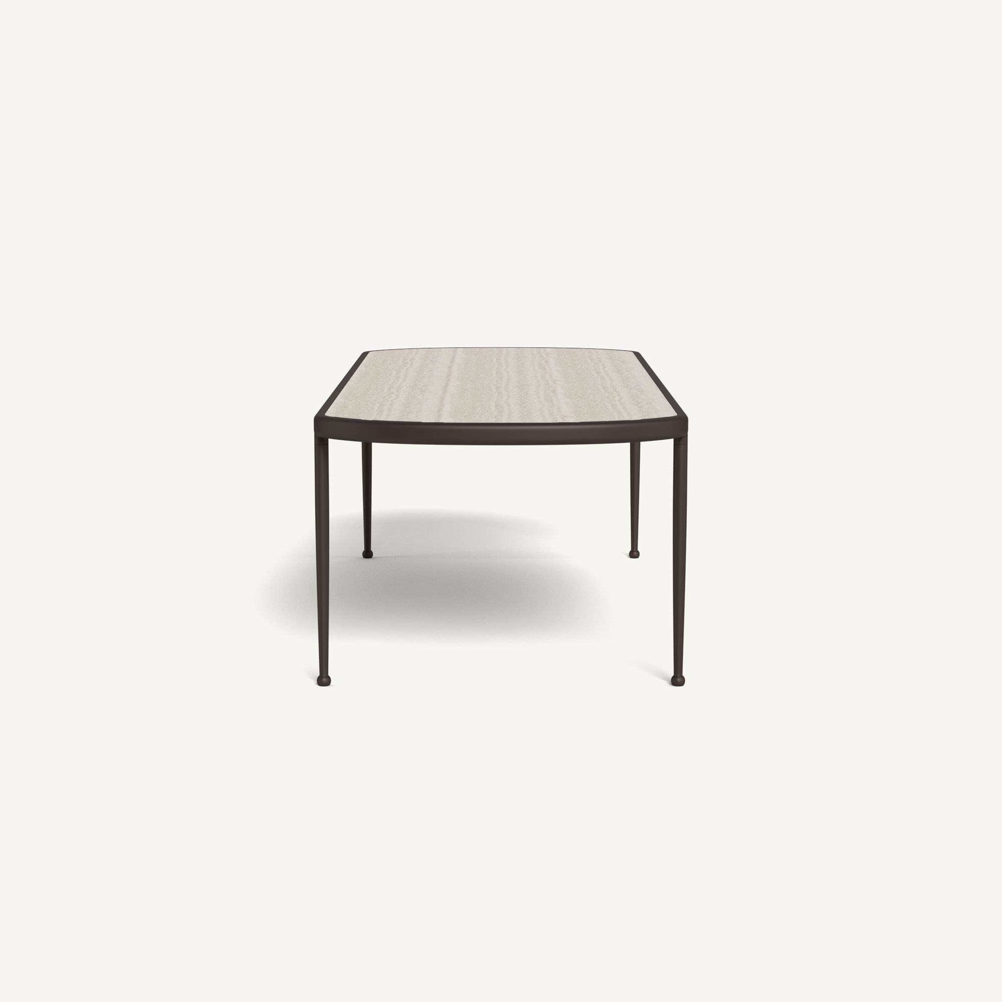 Harbour Andre Rectangle Dining Table - Aluminum Bronze / Travertine Natural