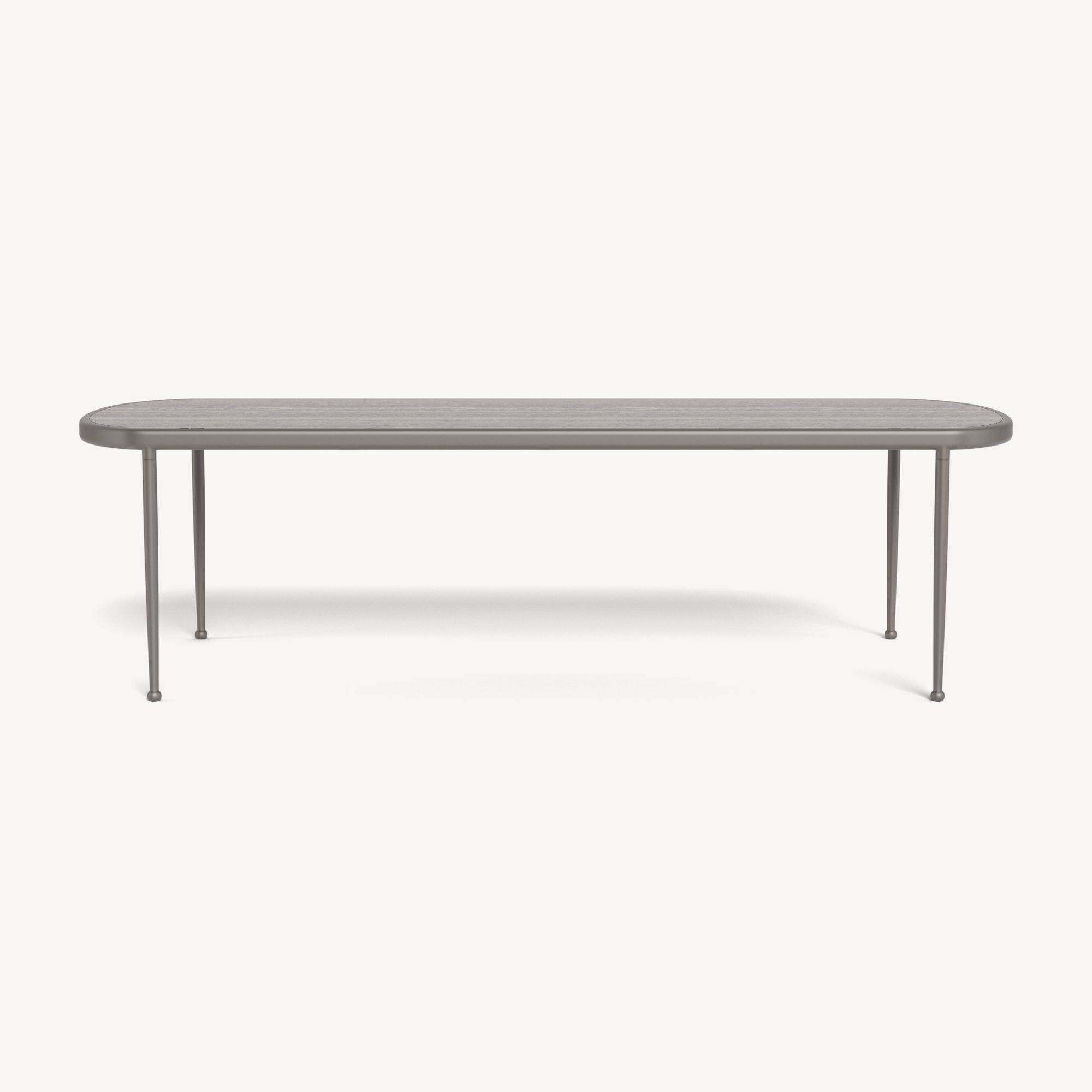 Harbour Andre Rectangle Dining Table - Aluminum Taupe / Travertine Dark Gray