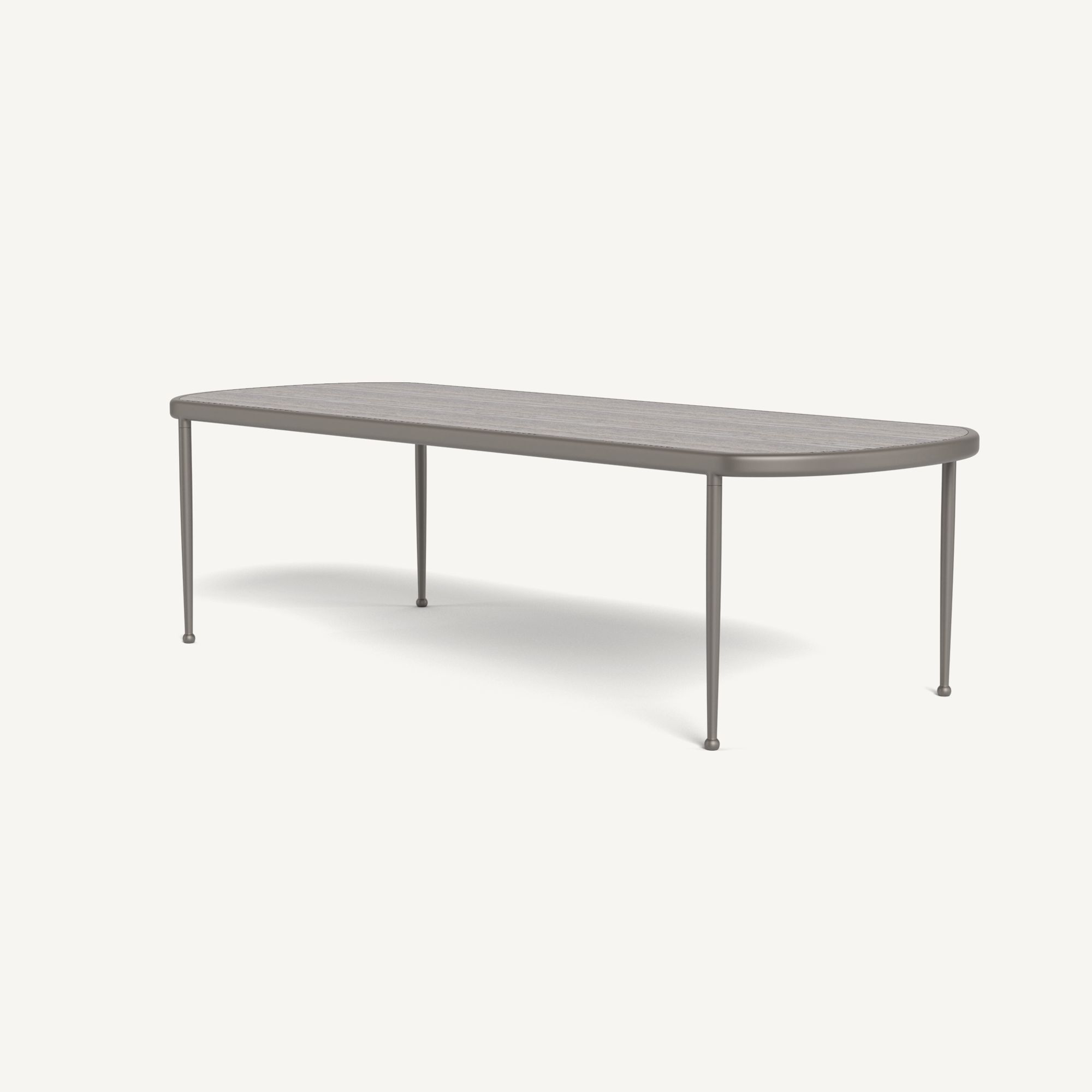 Harbour Andre Rectangle Dining Table - Aluminum Taupe / Travertine Dark Gray