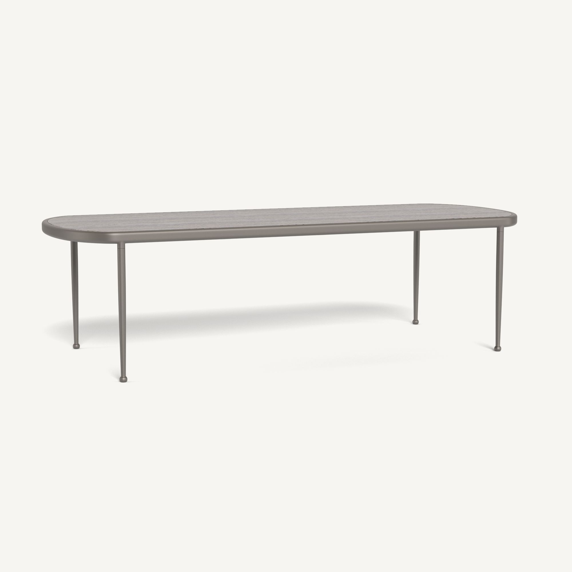 Harbour Andre Rectangle Dining Table - Aluminum Taupe / Travertine Dark Gray