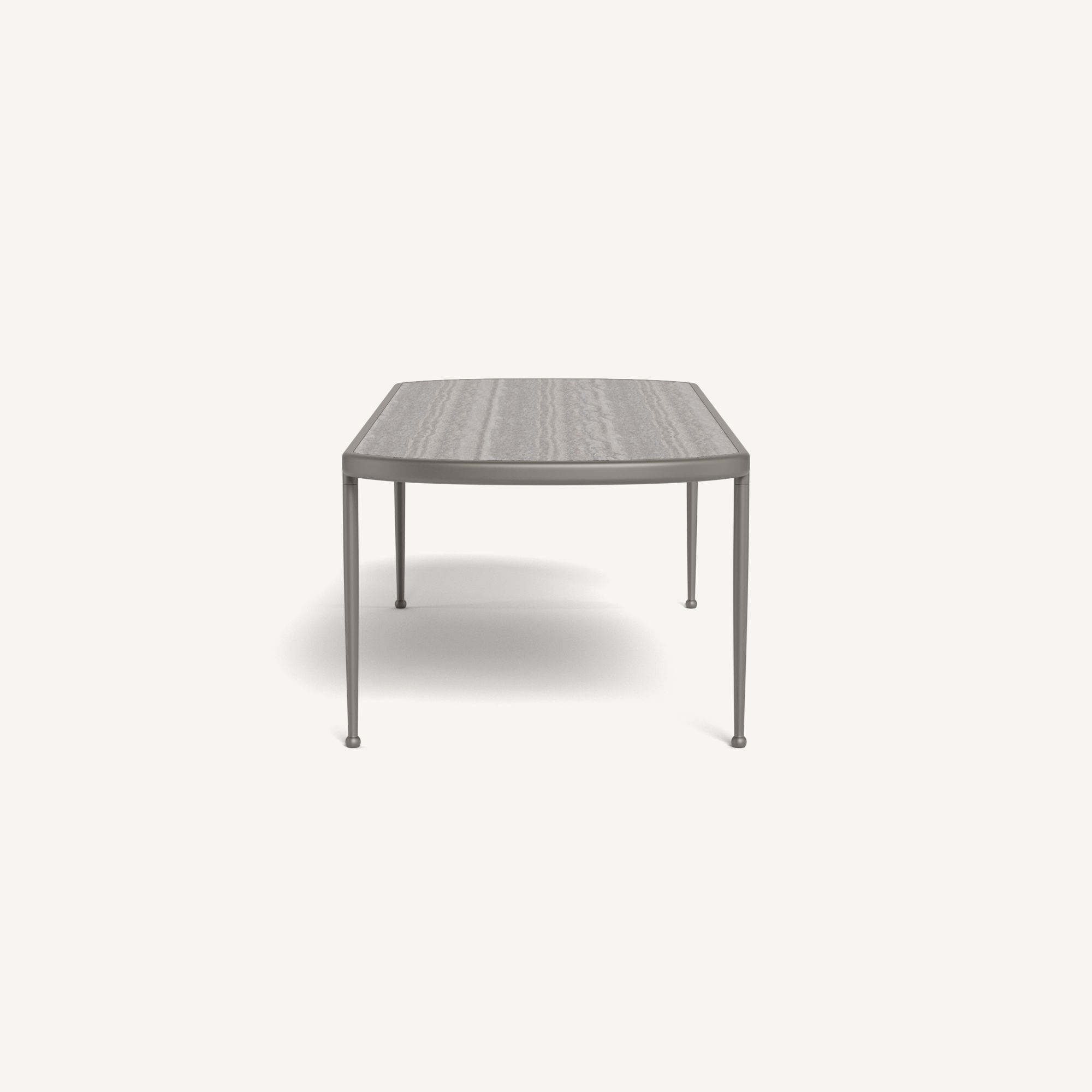 Harbour Andre Rectangle Dining Table - Aluminum Taupe / Travertine Dark Gray
