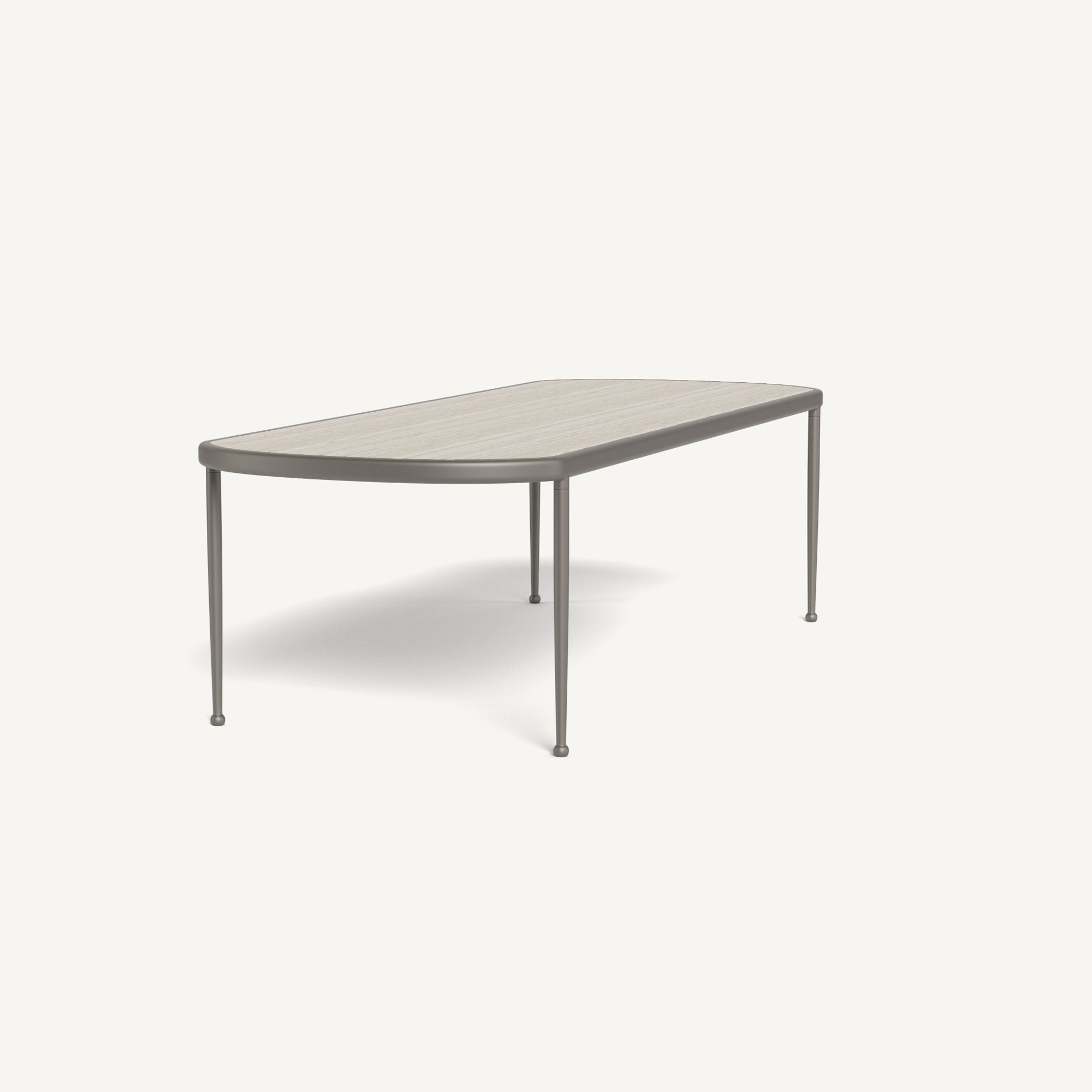 Harbour Andre Rectangle Dining Table - Aluminum Taupe / Travertine Natural