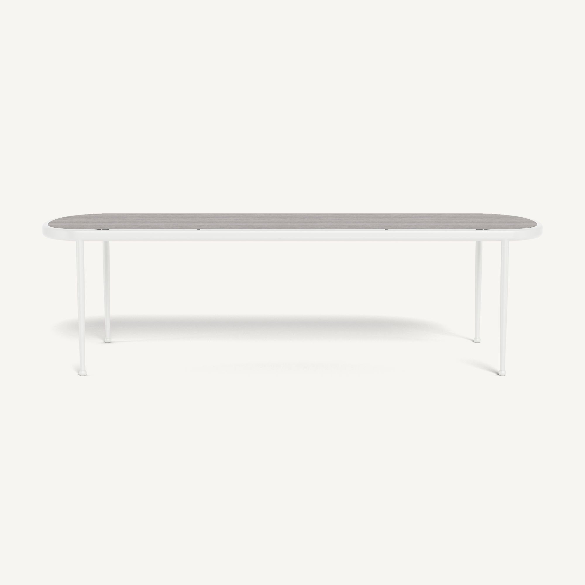 Harbour Andre Rectangle Dining Table - Aluminum White / Travertine Dark Gray