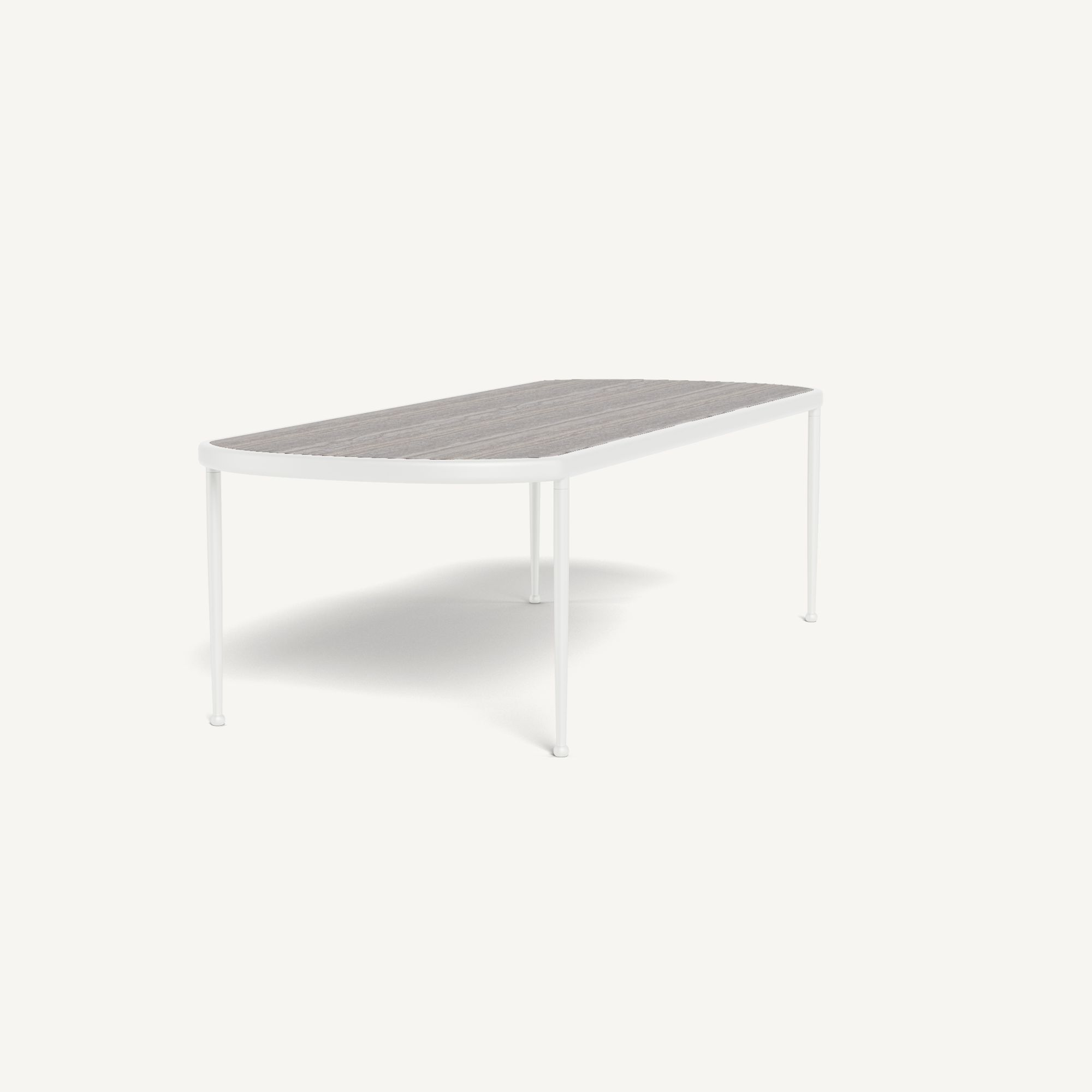 Harbour Andre Rectangle Dining Table - Aluminum White / Travertine Dark Gray