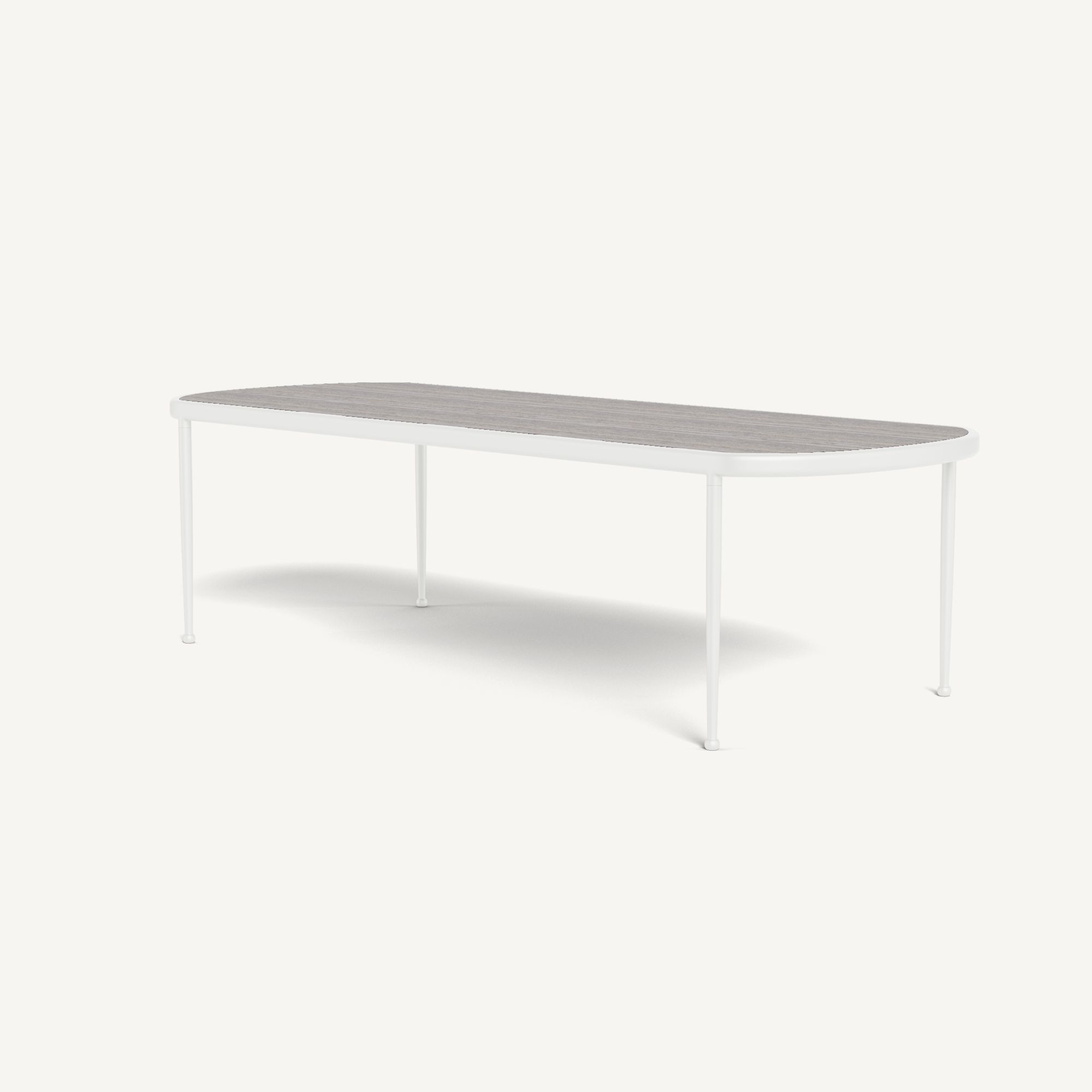 Harbour Andre Rectangle Dining Table - Aluminum White / Travertine Dark Gray