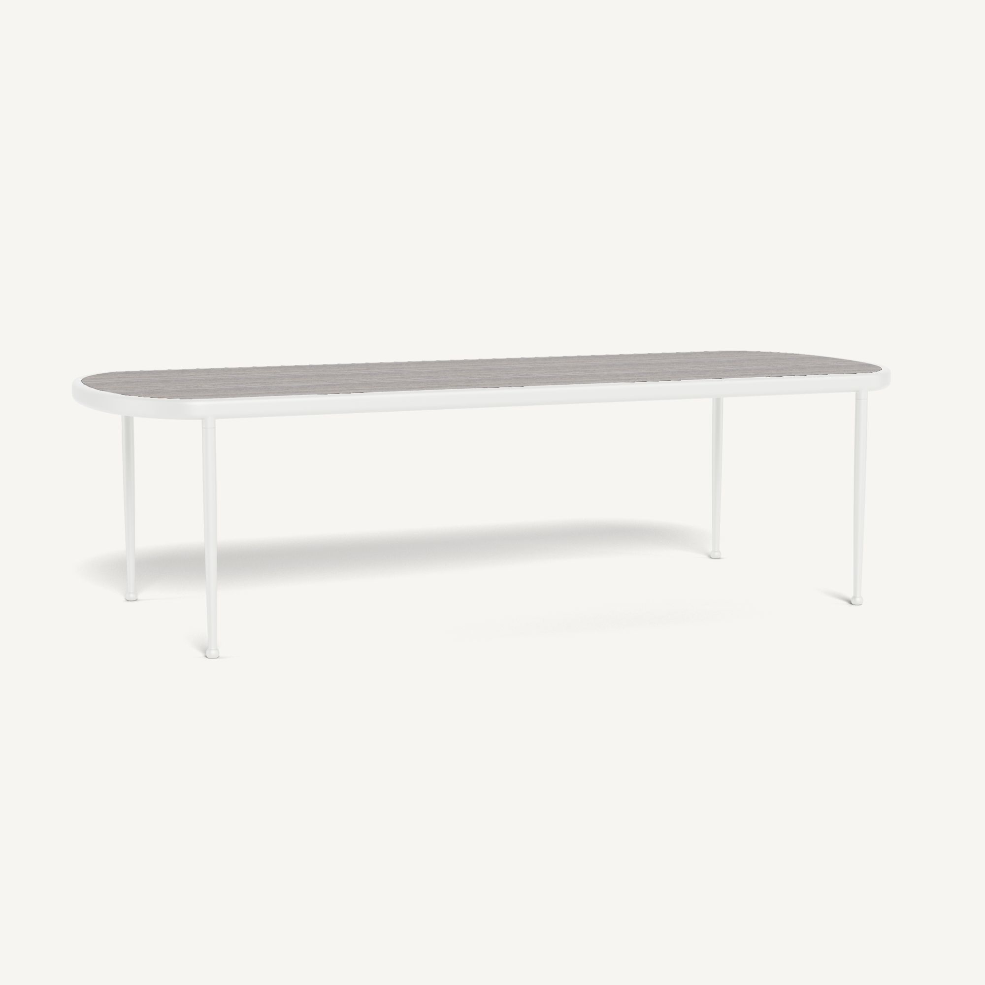 Harbour Andre Rectangle Dining Table - Aluminum White / Travertine Dark Gray