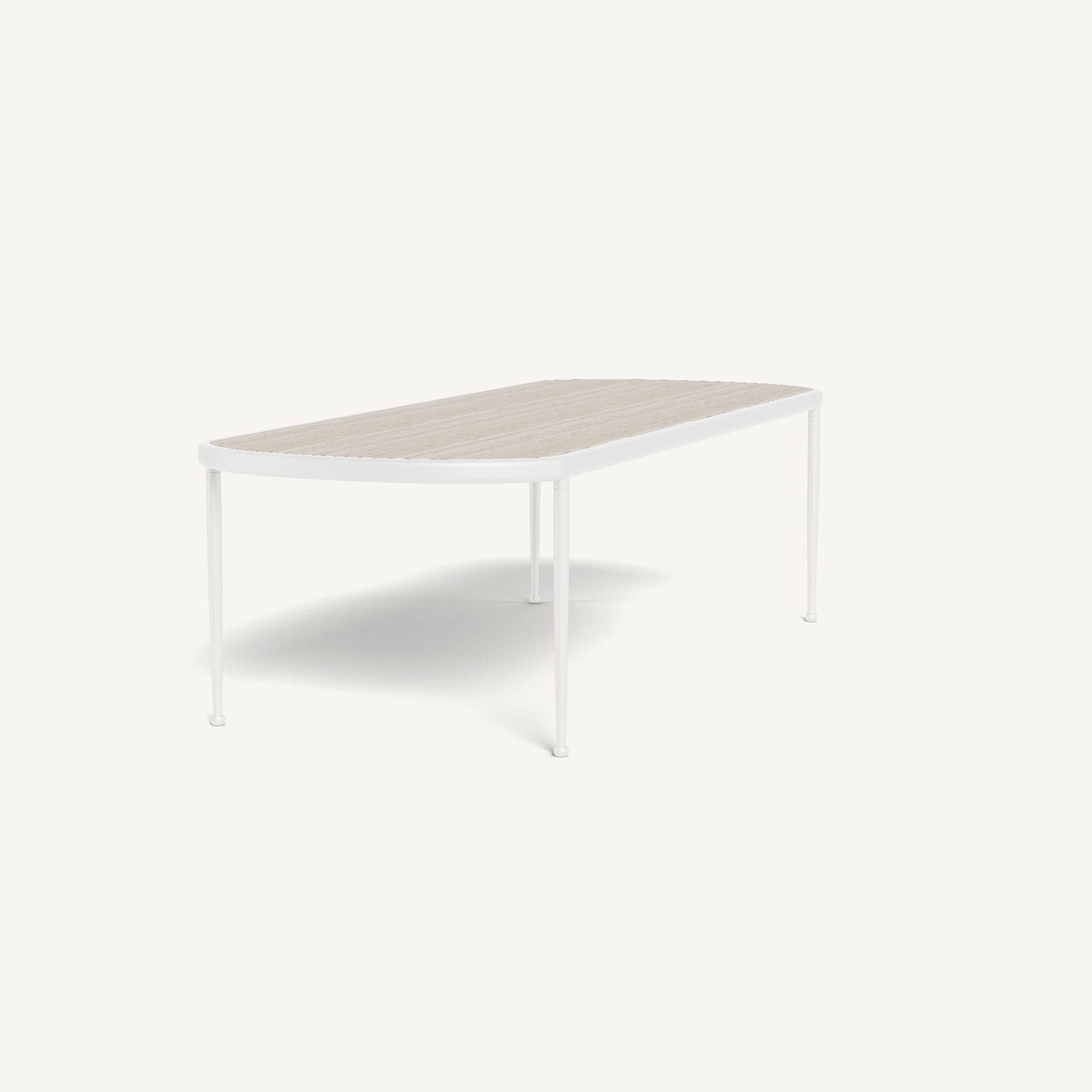 Harbour Andre Rectangle Dining Table - Aluminum White / Travertine Natural