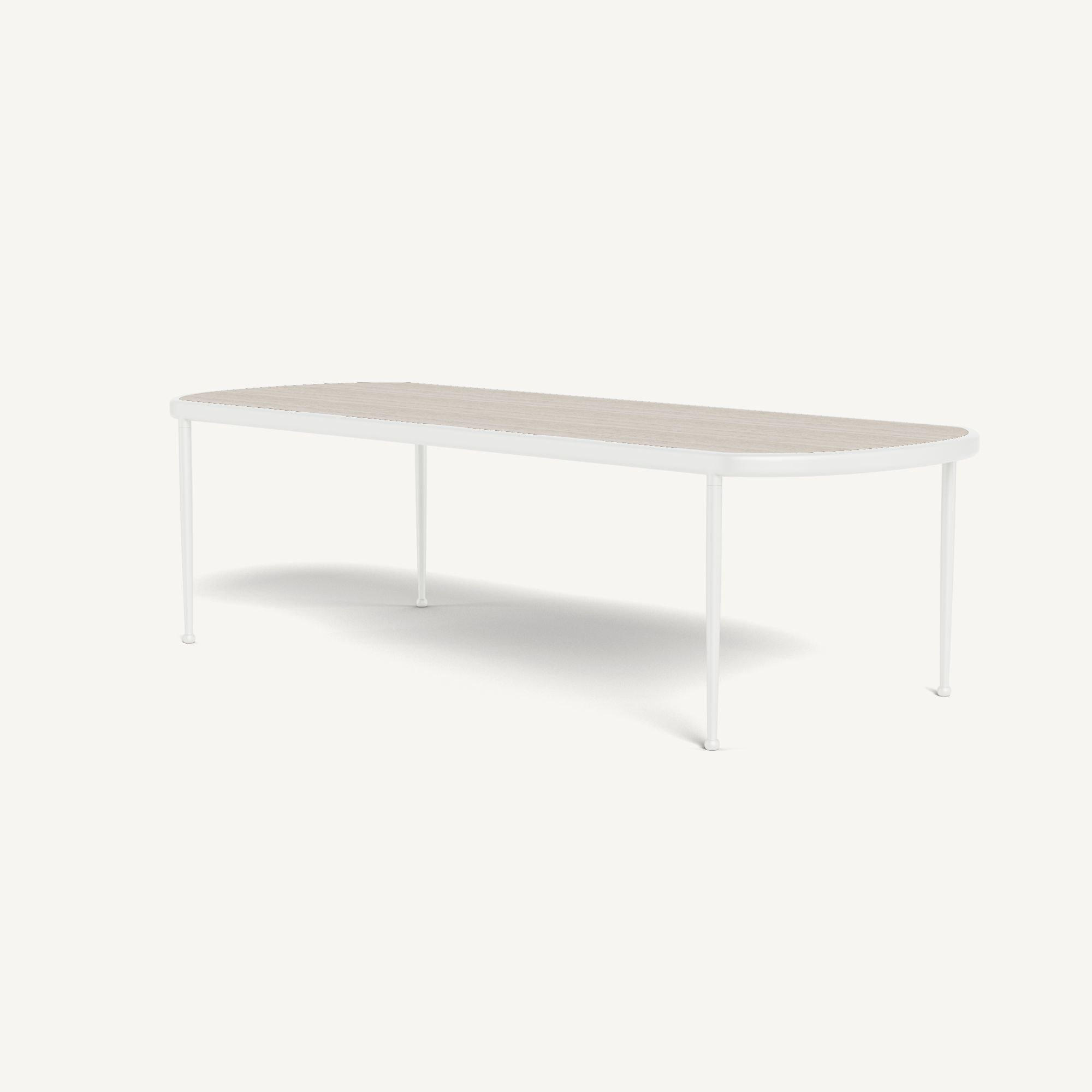 Harbour Andre Rectangle Dining Table - Aluminum White / Travertine Natural