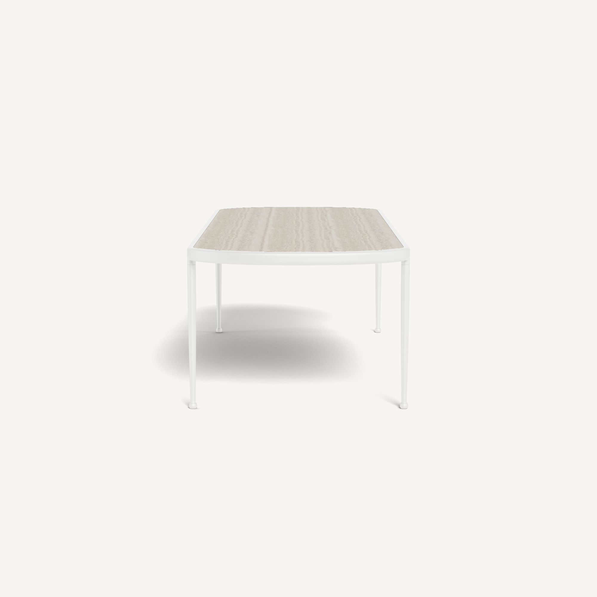 Harbour Andre Rectangle Dining Table - Aluminum White / Travertine Natural