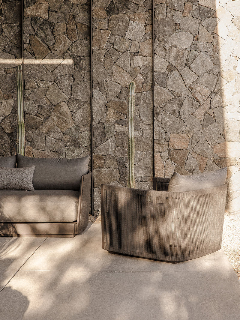 Harbour Antigua 3 Seat Sofa - Aluminum Taupe / Panama Grafito / Rope Light Gray