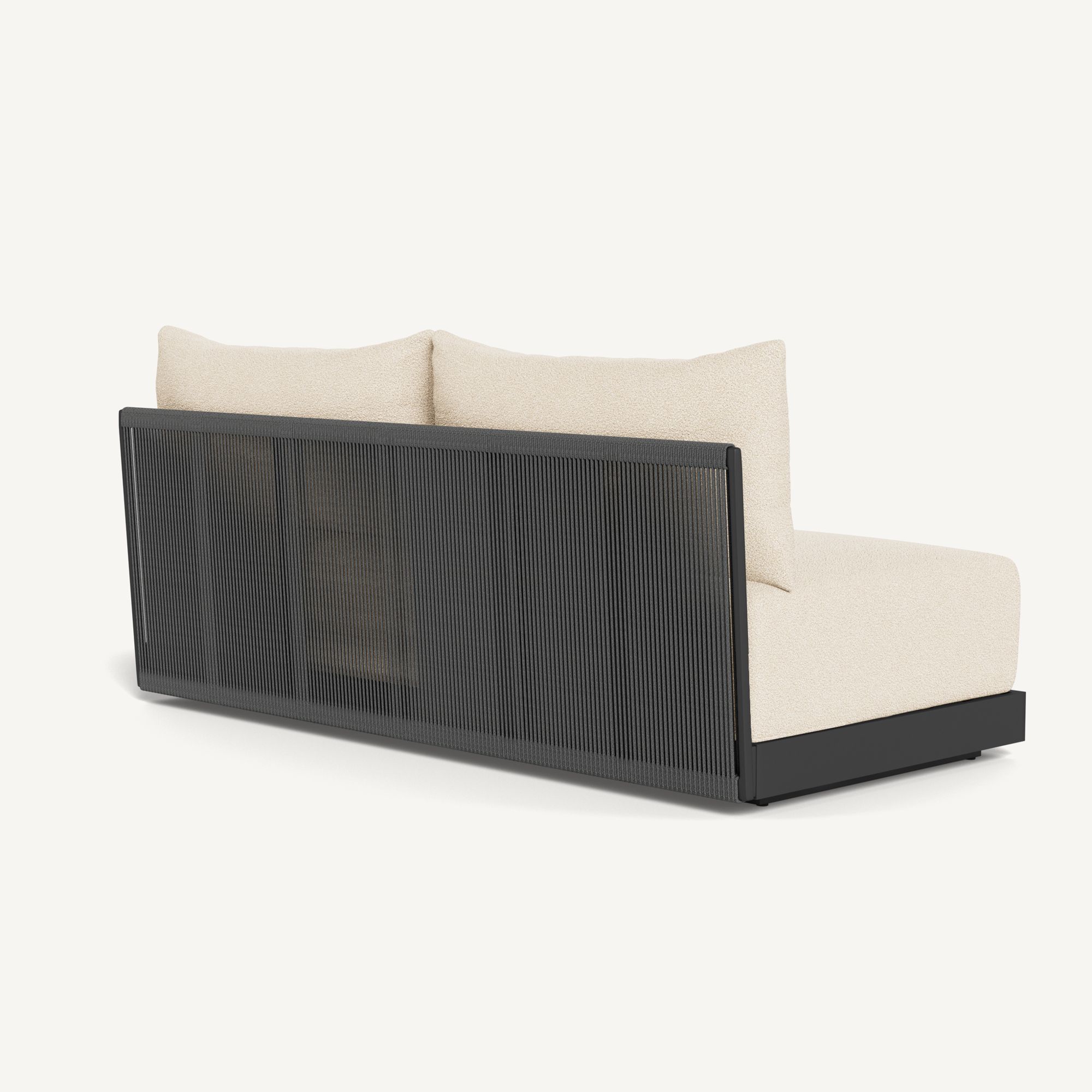 Harbour Antigua 2 Seat Armless Sofa - Aluminum Asteroid, Riviera Sand, Rope Dark Gray