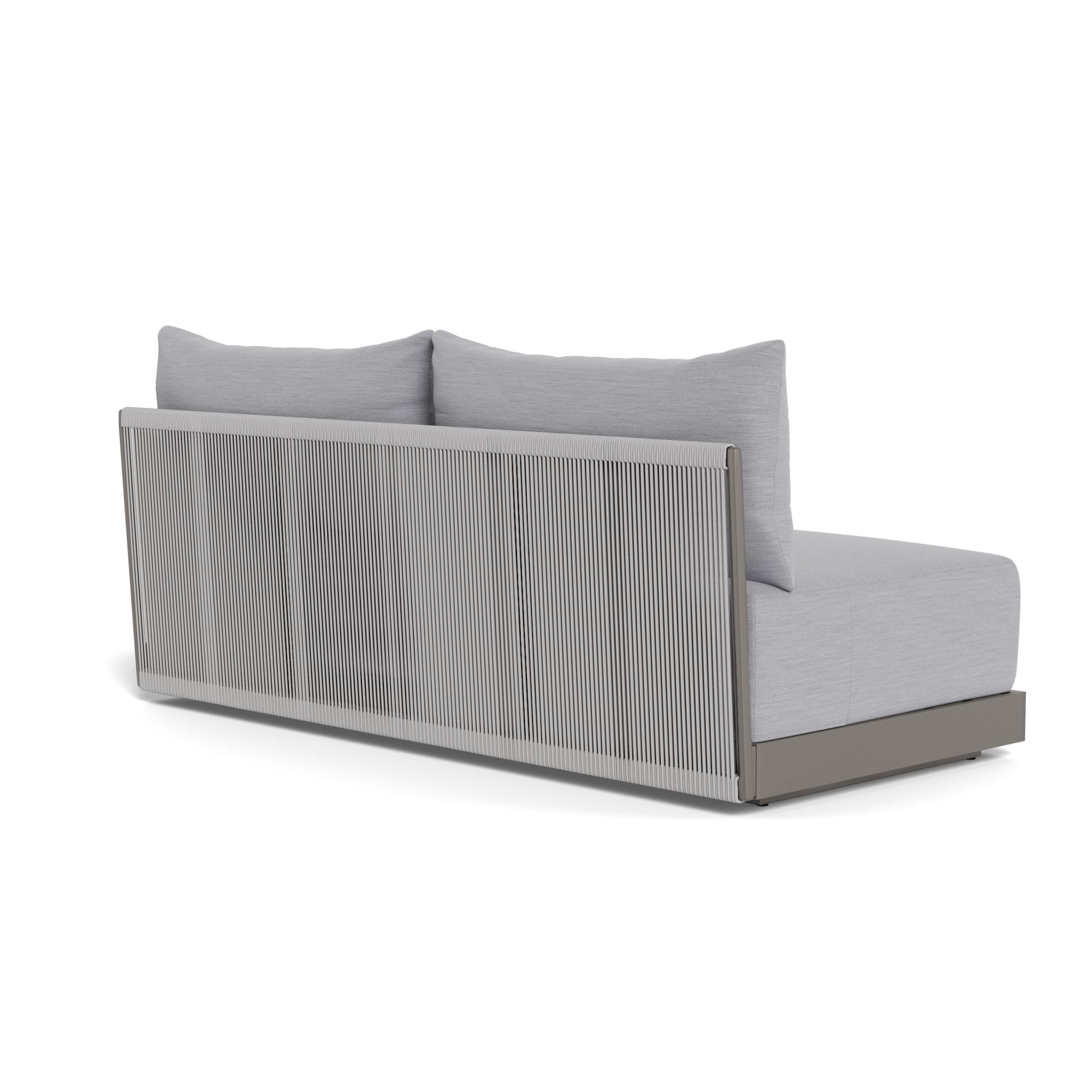 Harbour Antigua 2 Seat Armless Sofa - Aluminum Taupe, Panama Cloud, Rope Light Gray