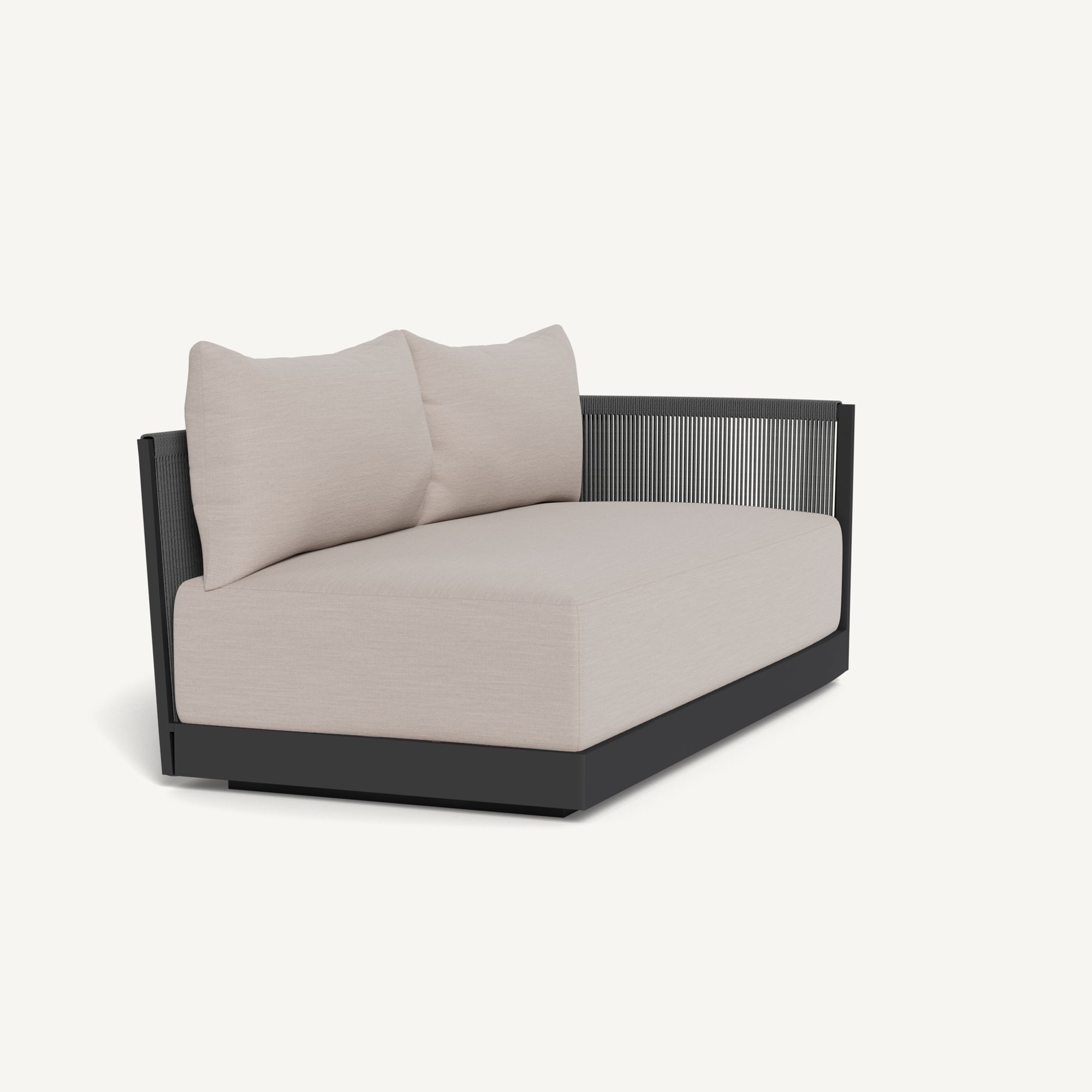 Harbour Antigua 2 Seat 1 Arm Right - Aluminum Asteroid, Panama Marble, Rope Dark Gray