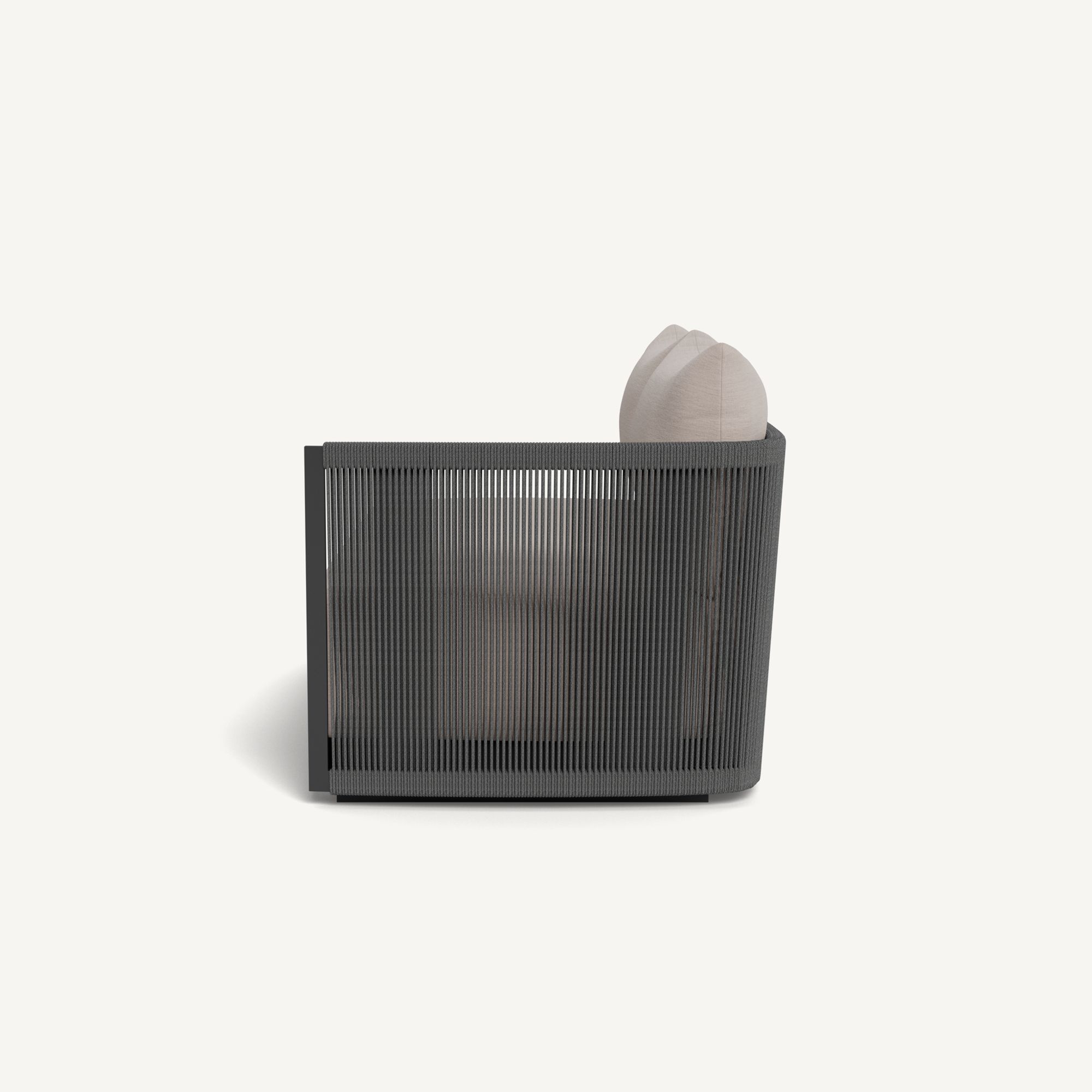 Harbour Antigua 2 Seat 1 Arm Right - Aluminum Asteroid / Panama Marble / Rope Dark Gray