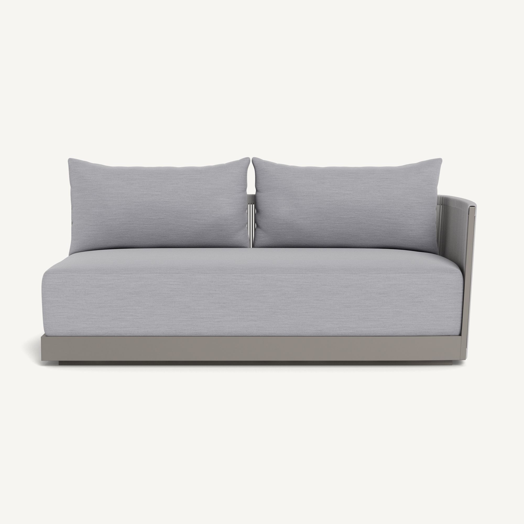 Harbour Antigua 2 Seat 1 Arm Right - Aluminum Taupe, Panama Cloud, Rope Light Gray